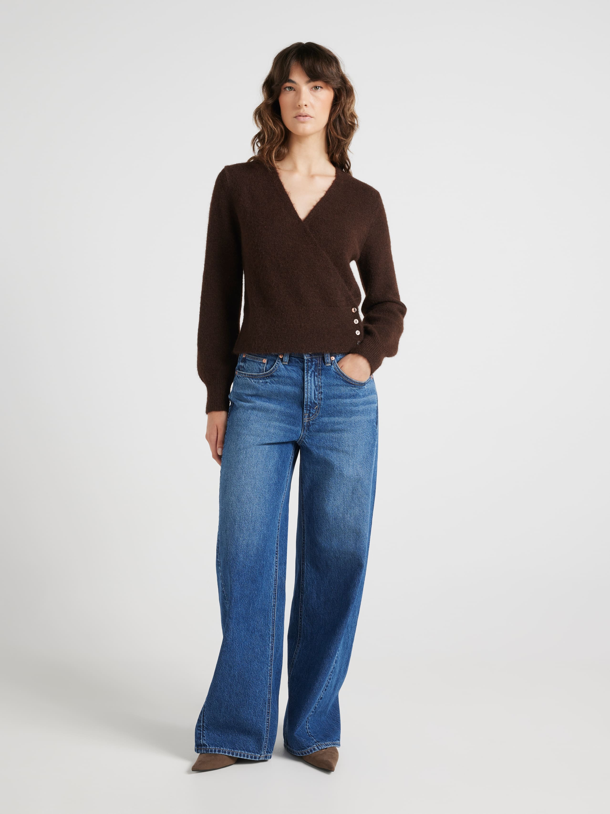 Olivia Button Wrap Pullover
