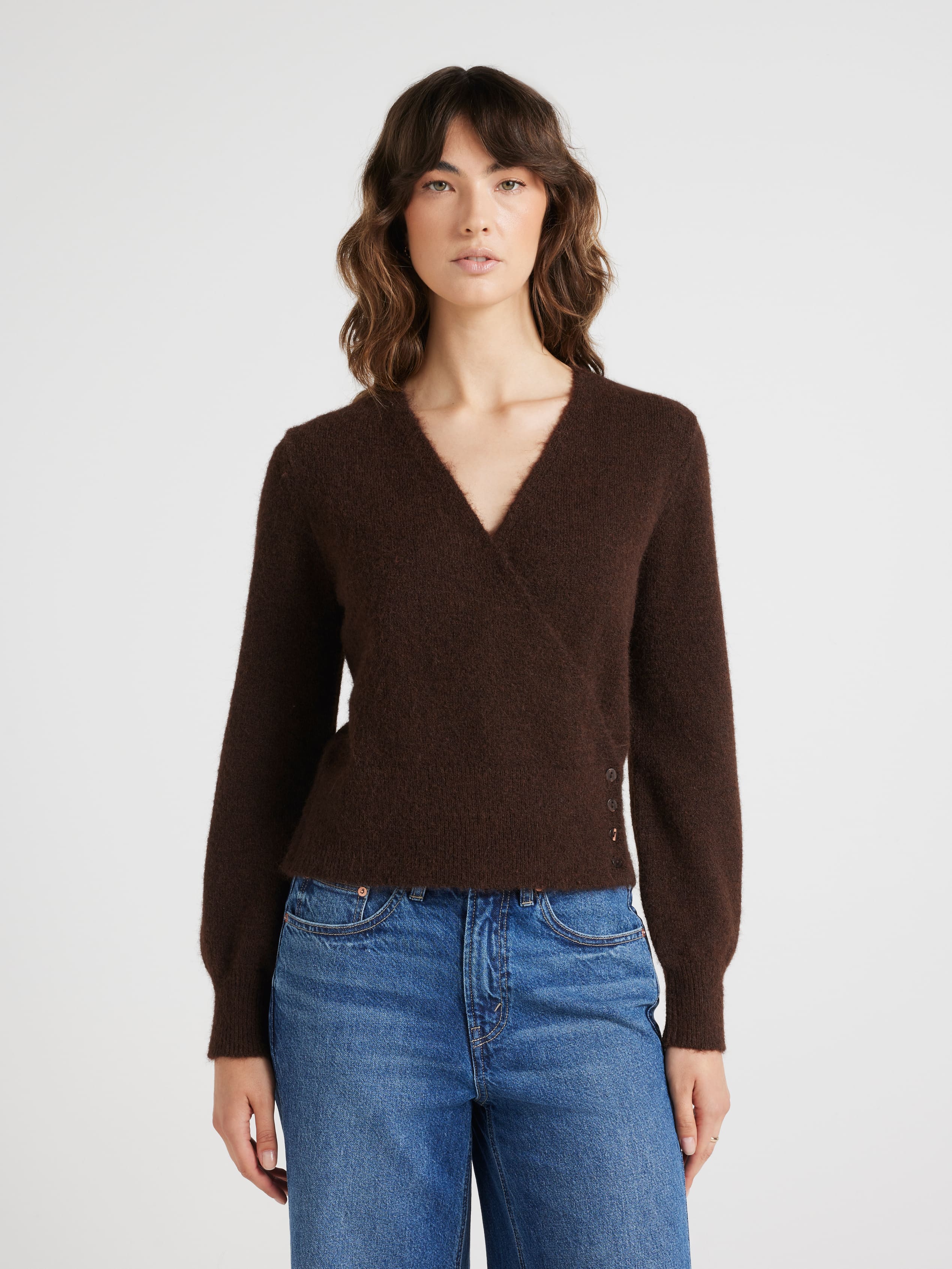 Olivia Button Wrap Pullover
