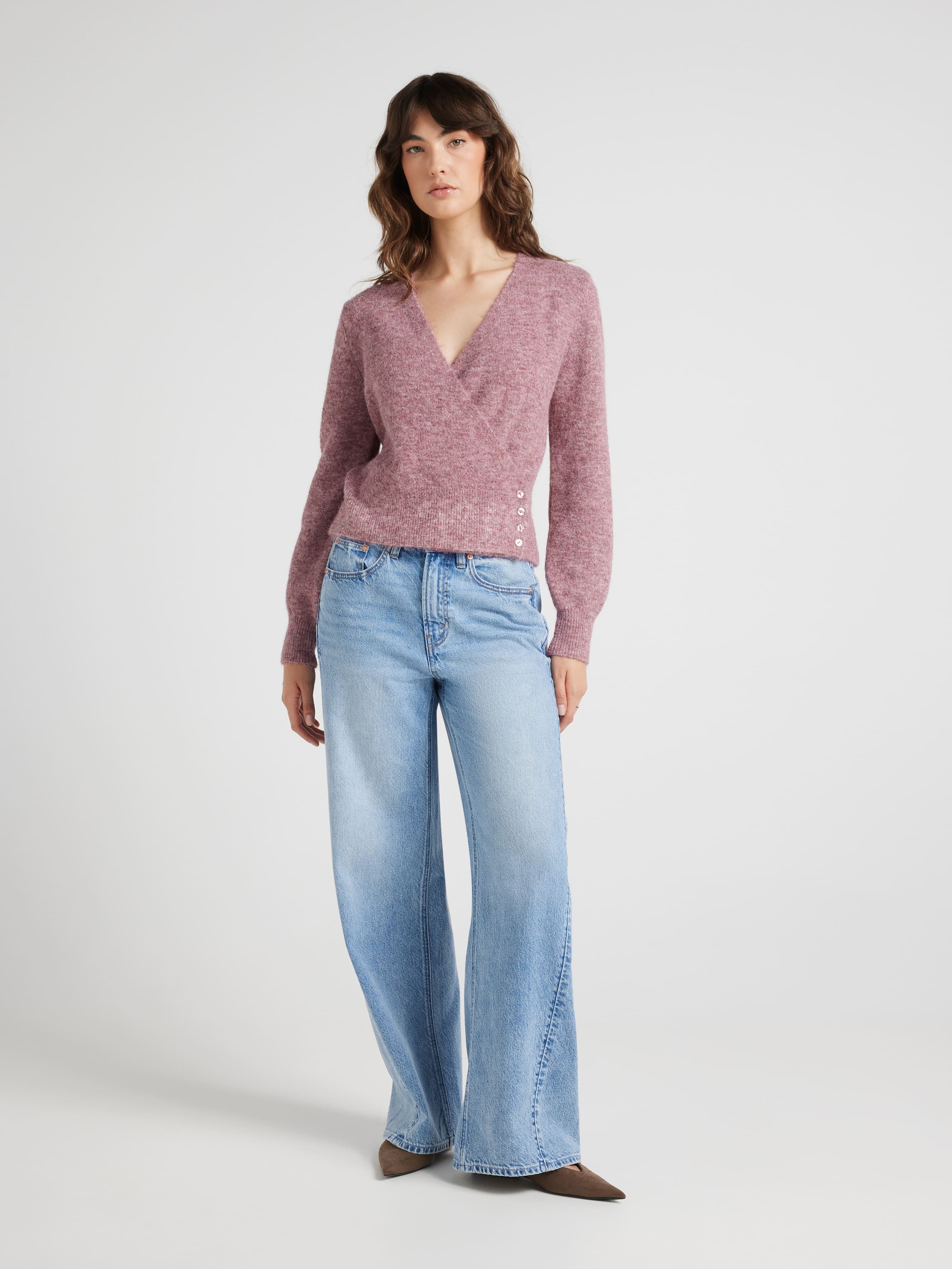 Olivia Button Wrap Pullover