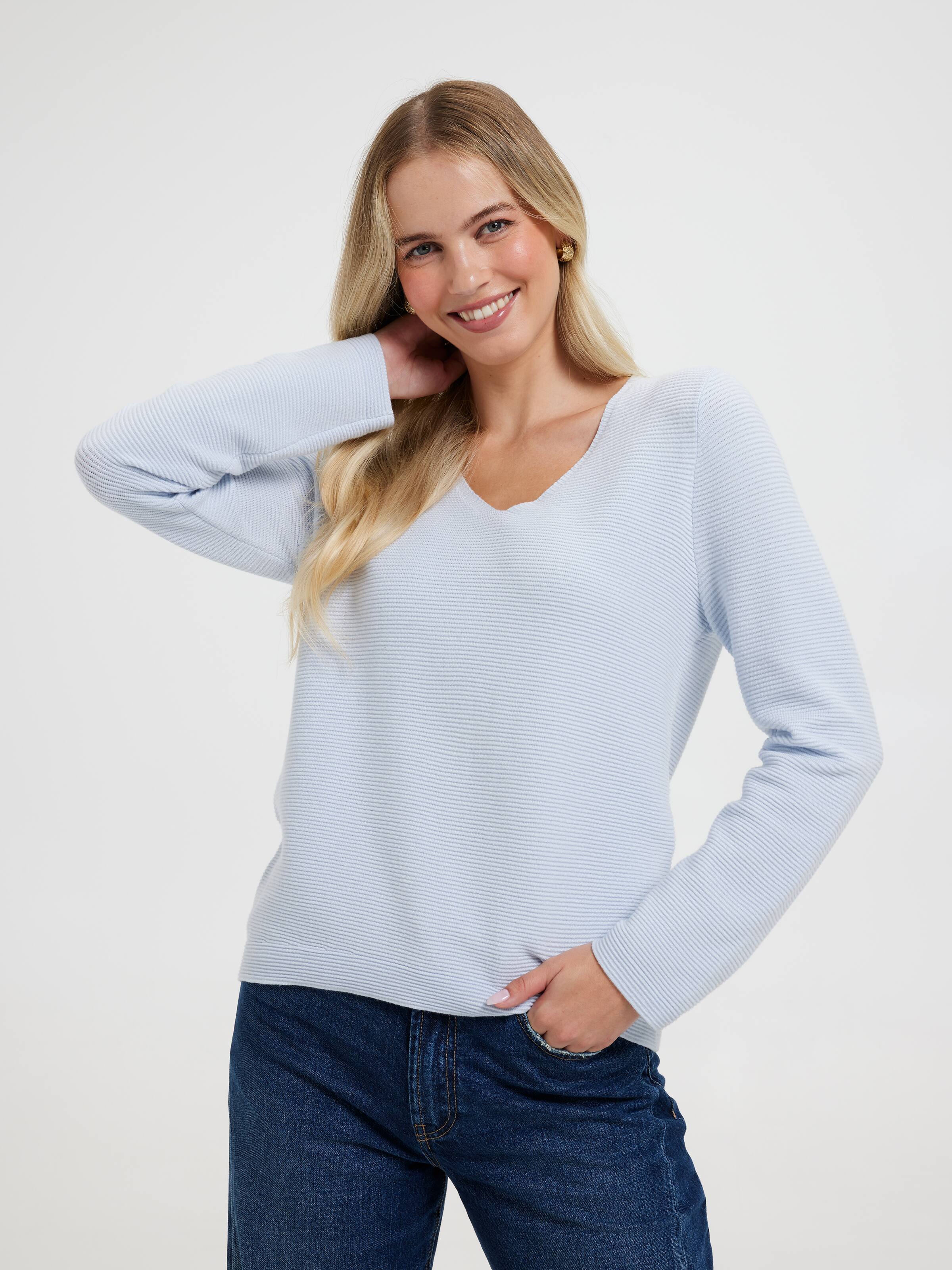 Phoebe V-Neck Ottoman Pullover