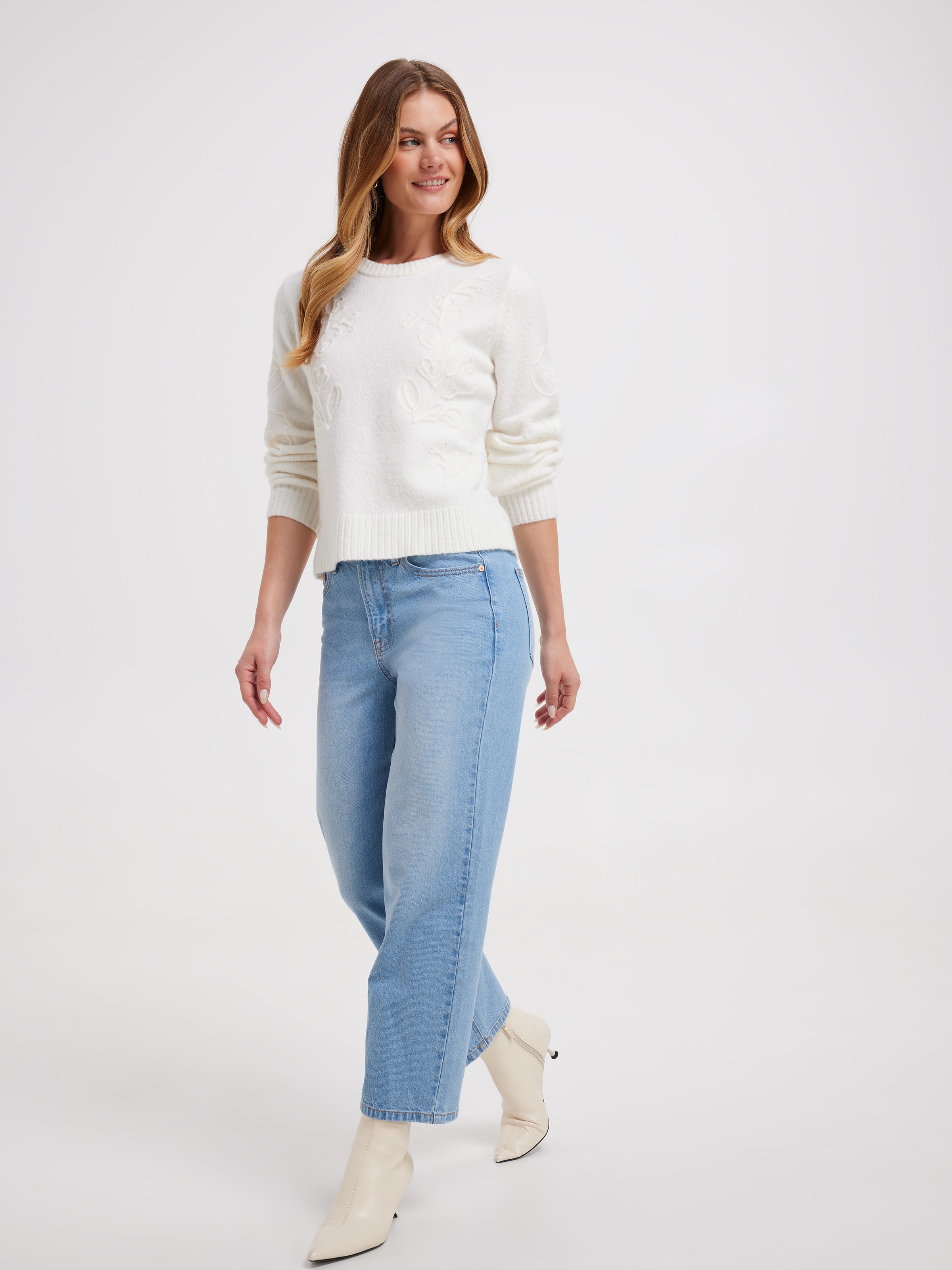 Annabelle Flower Embroidery Pullover