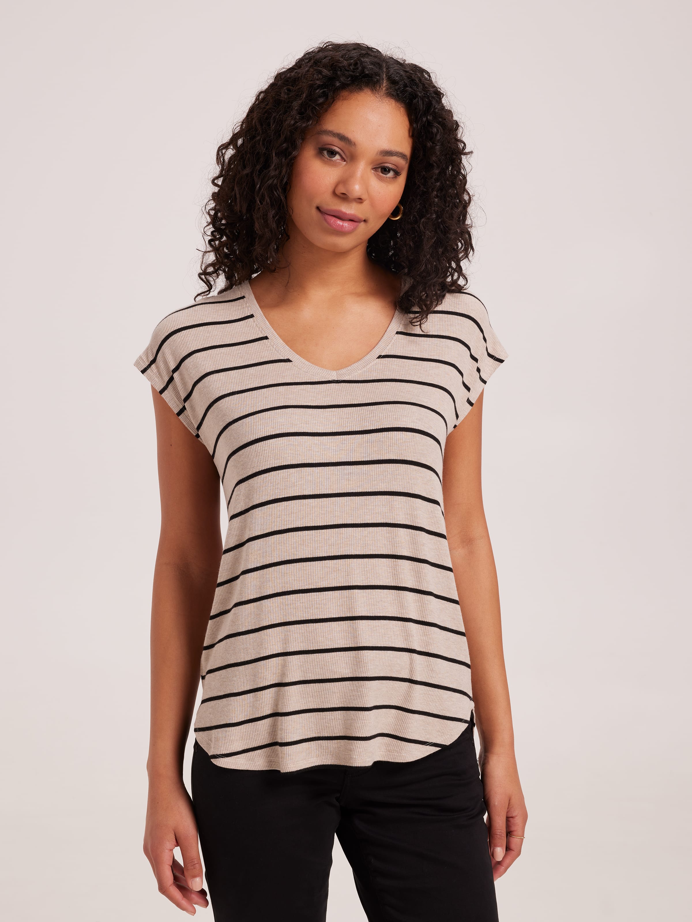 Luxe V Neck Rib Tee