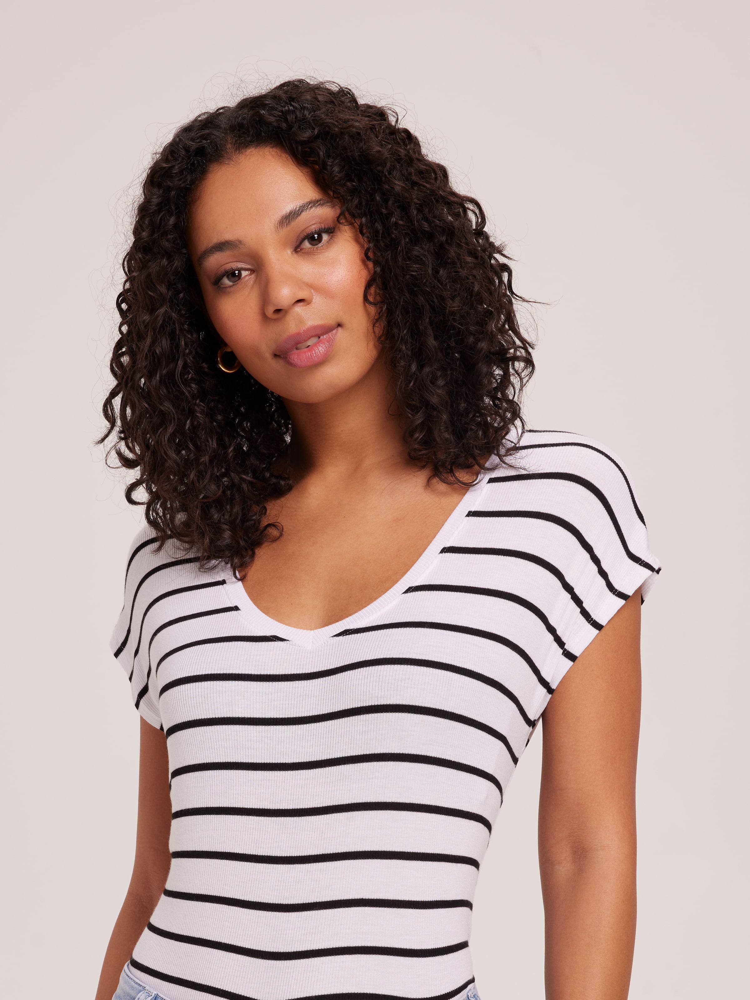 Luxe V Neck Rib Tee