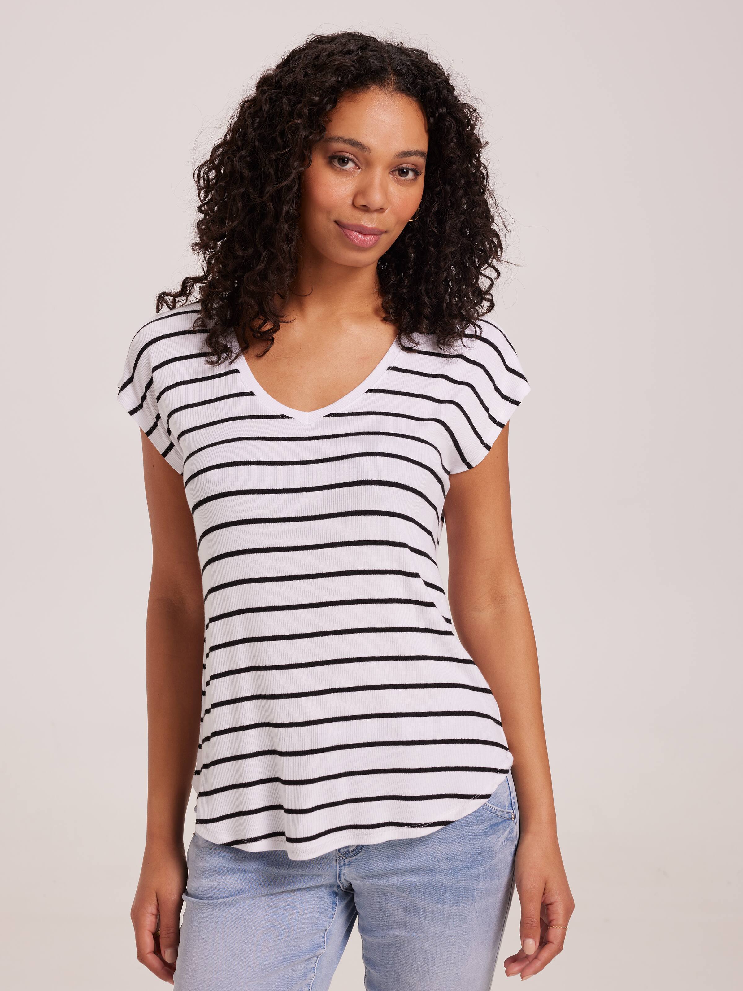 Luxe V Neck Rib Tee