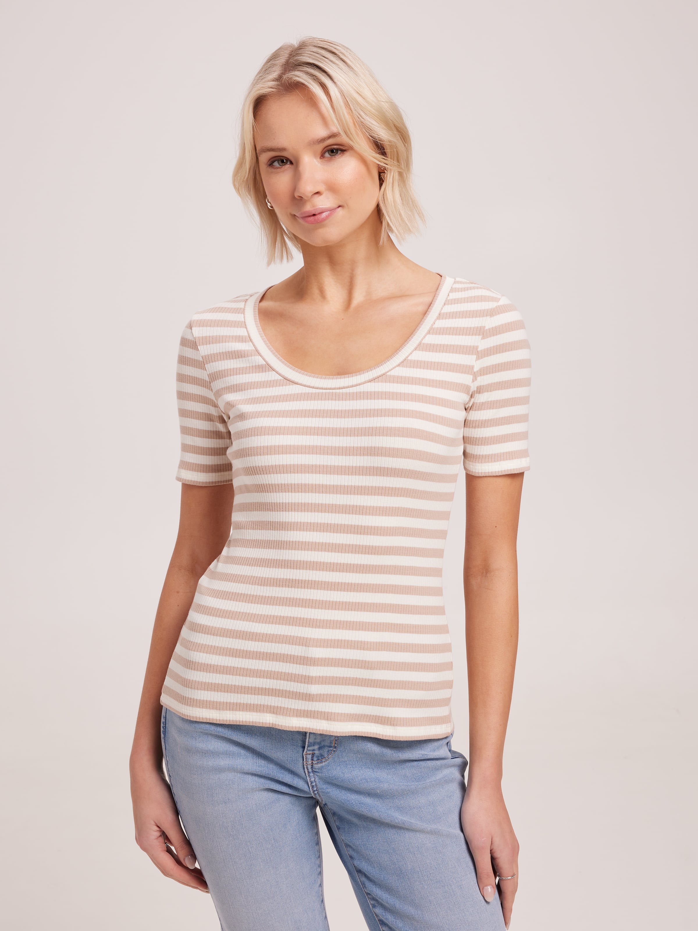 Sage Variegated Rib Scoop Top