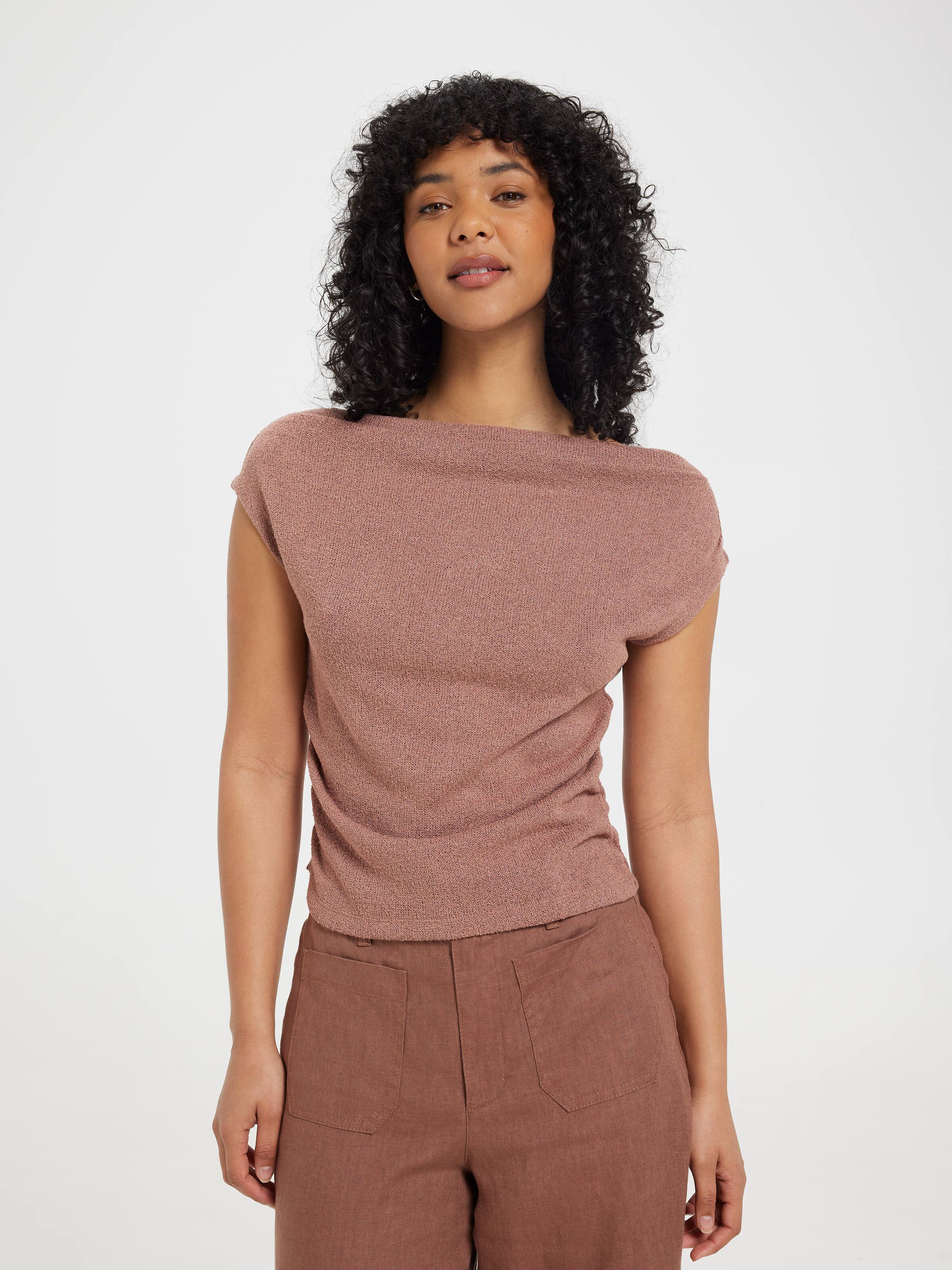 Jackie Cowl Neck Short Sleeve Top