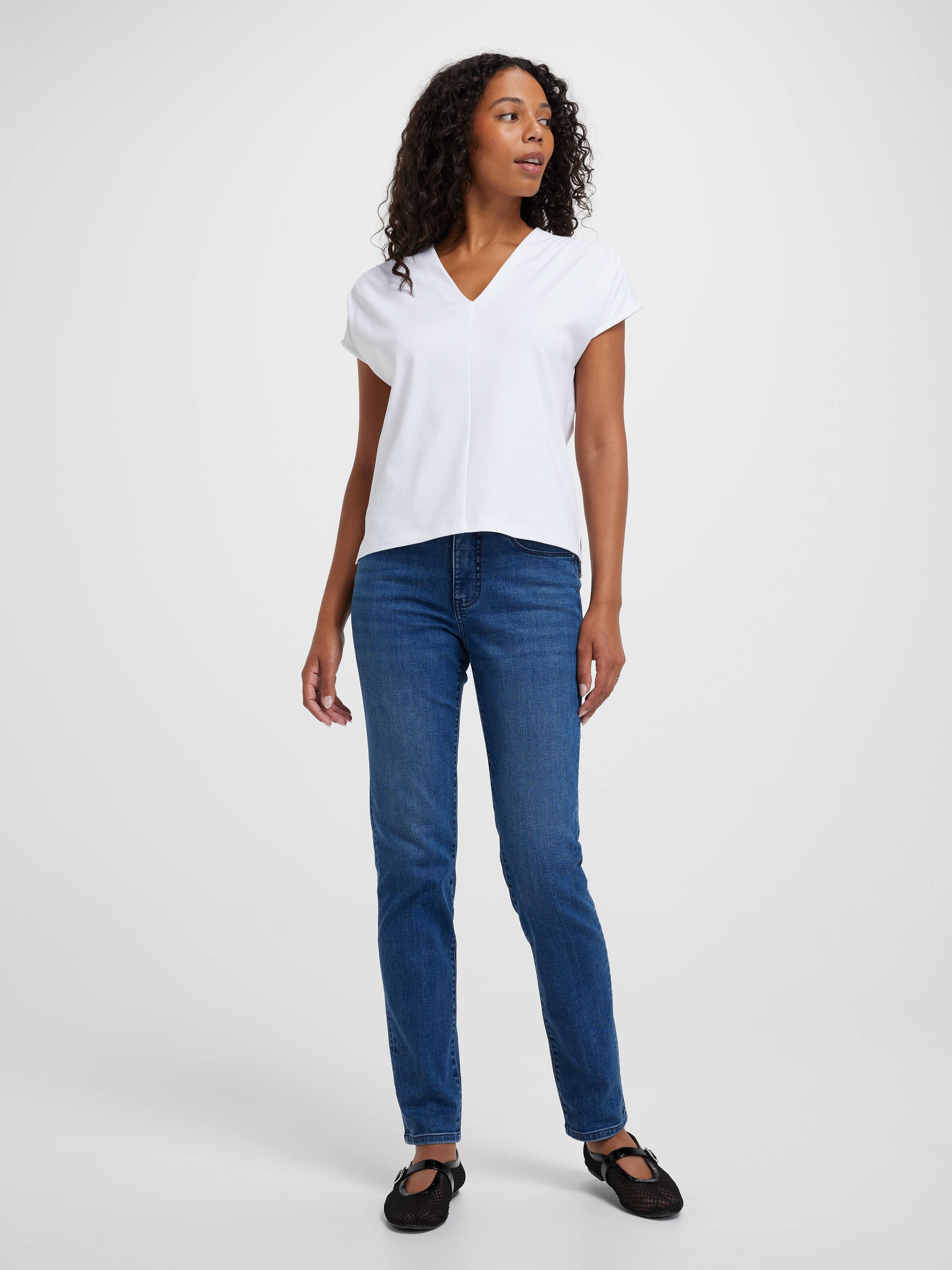 Iris V-Neck Gathered Short Sleeve Top