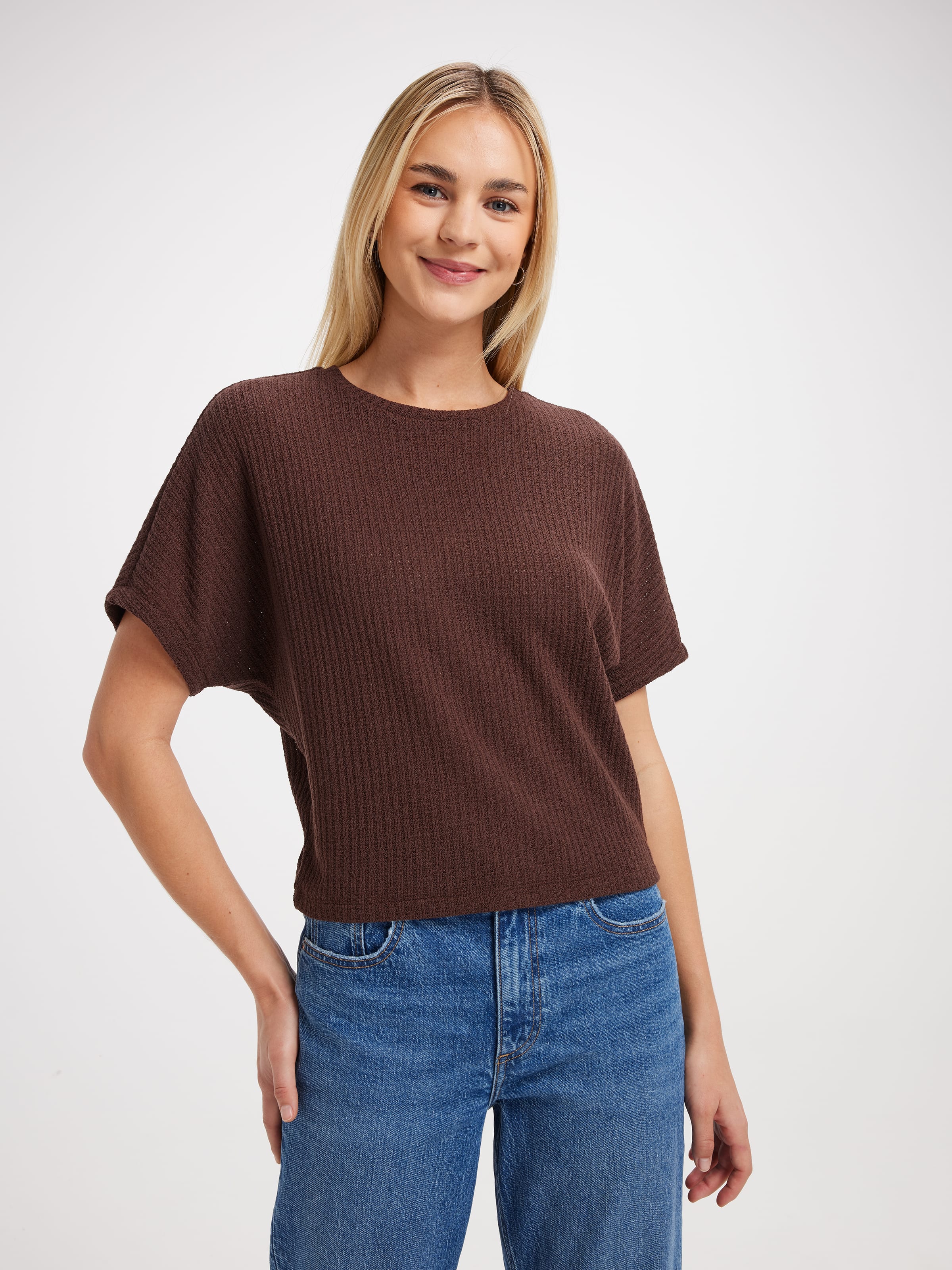Harper Batwing Textured Short Sleeve Tee