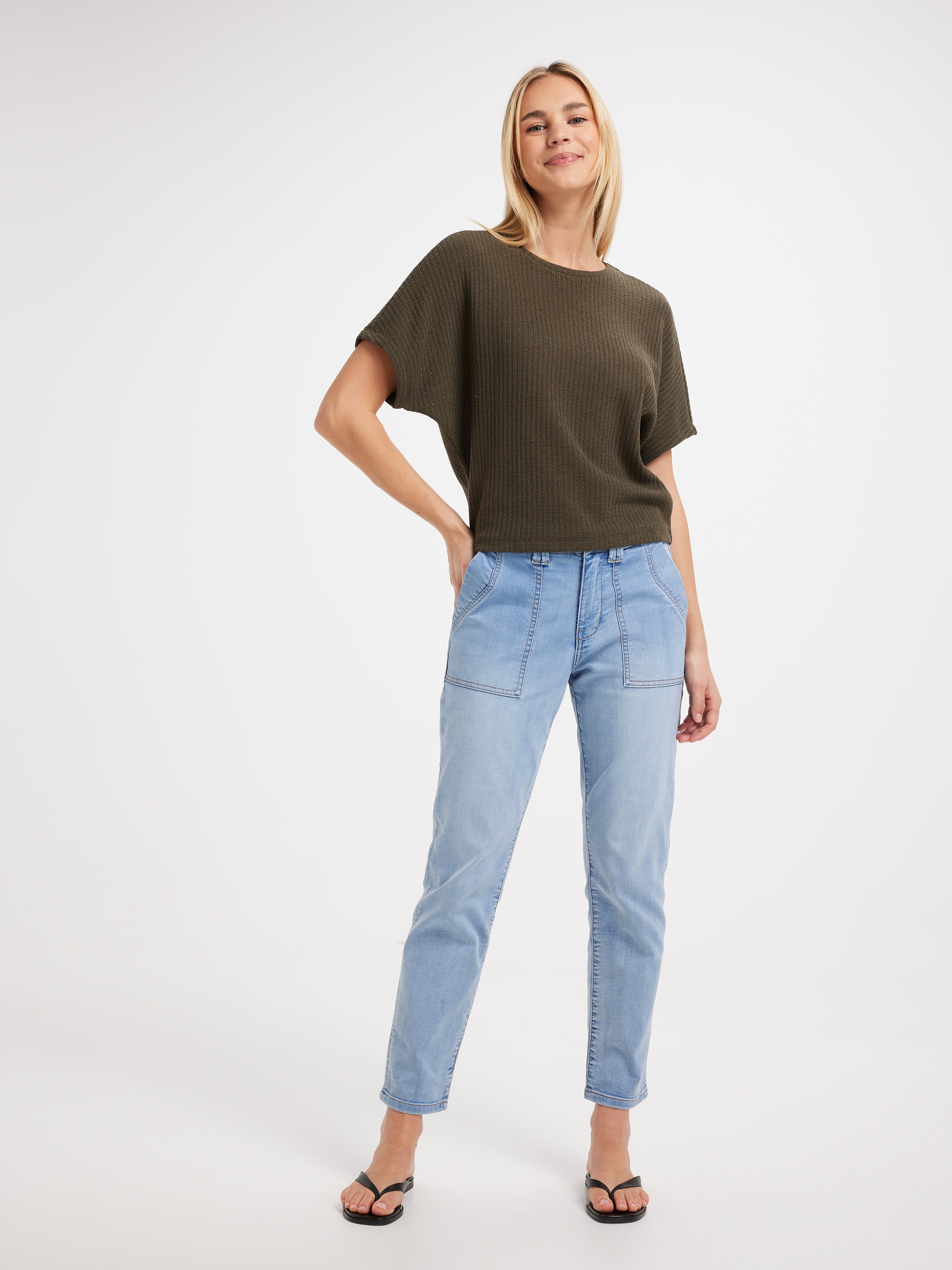 Harper Batwing Textured Short Sleeve Tee