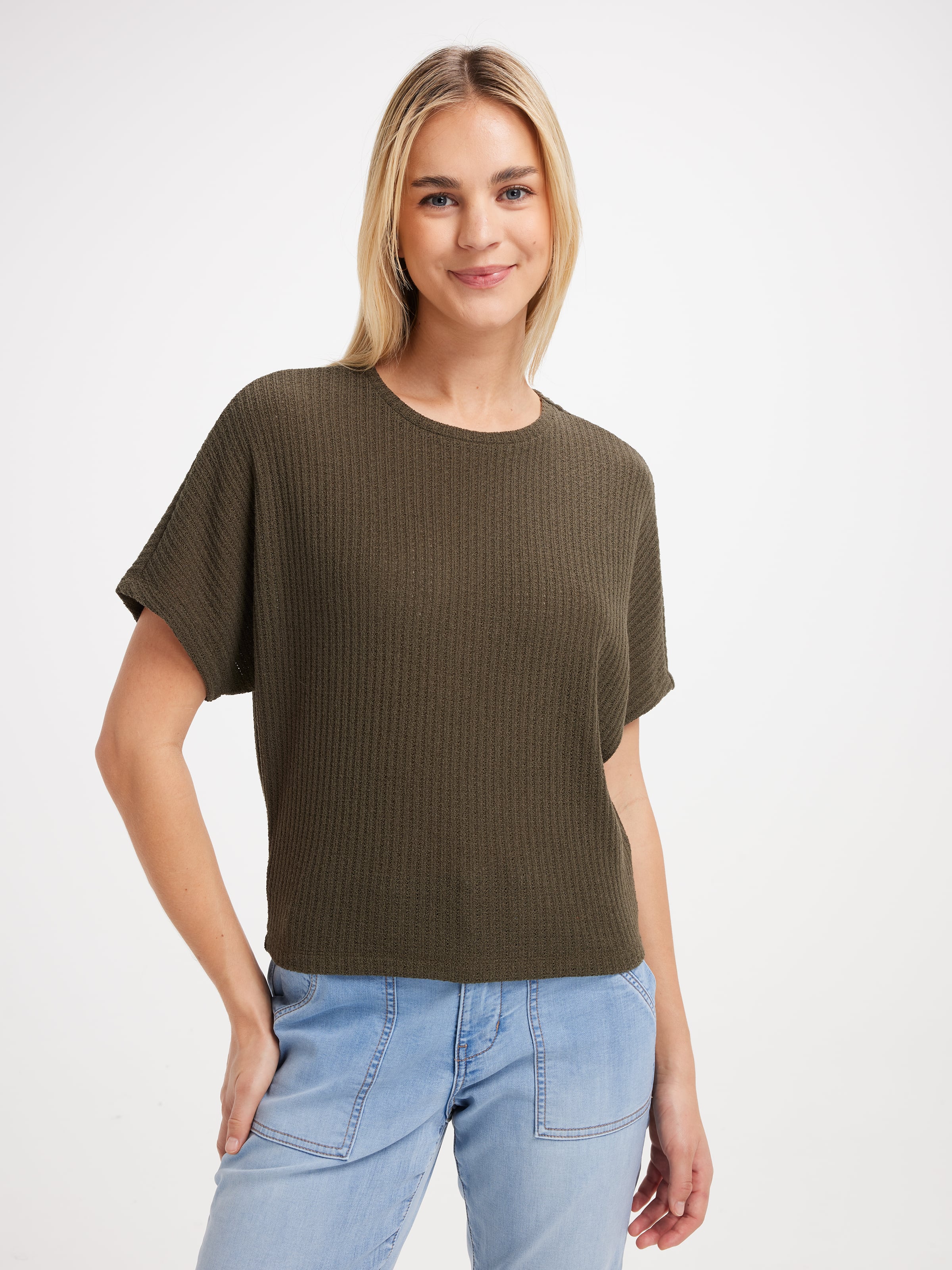 Harper Batwing Textured Short Sleeve Tee