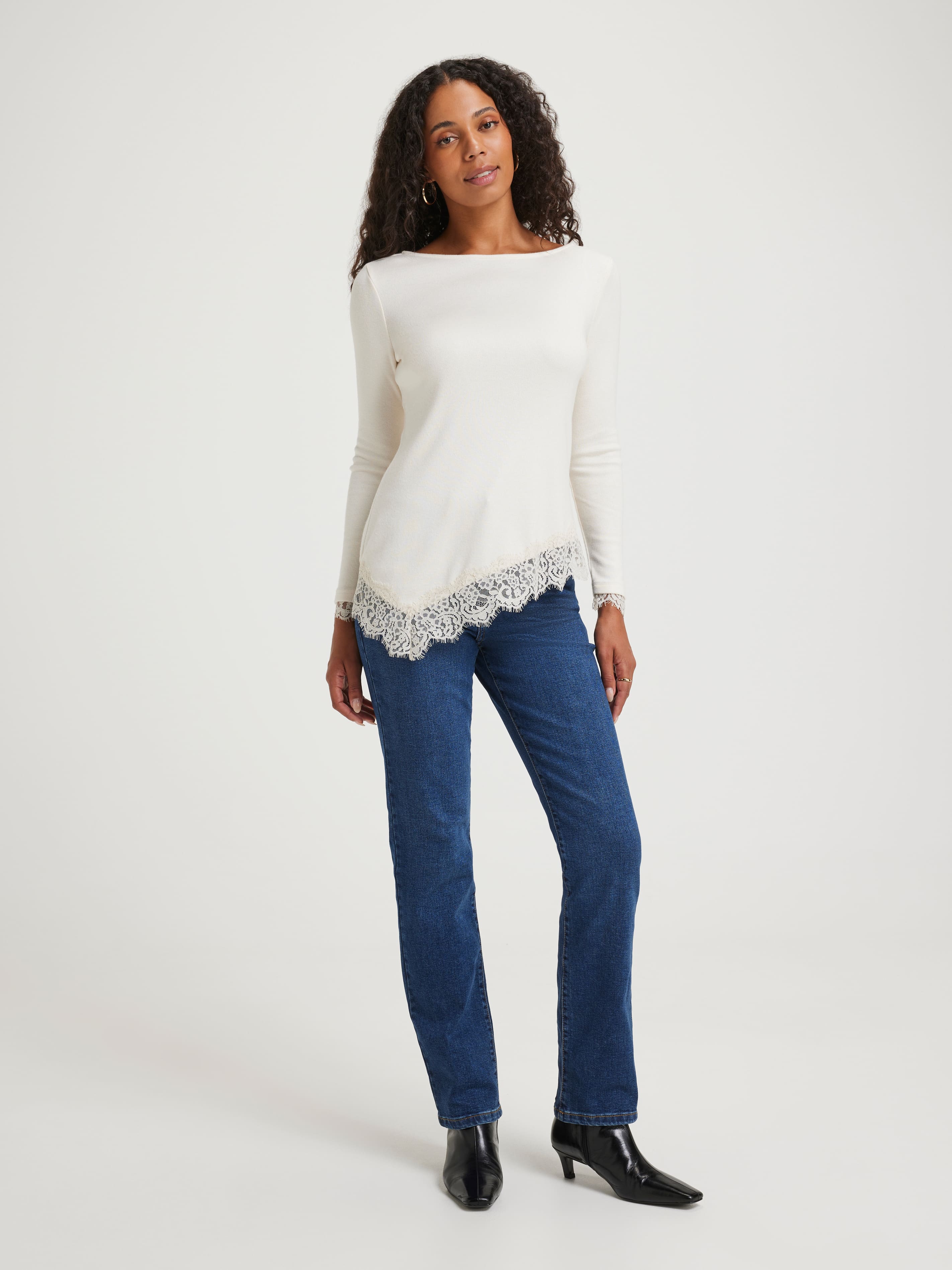 Iris Asymmetric Lace Trim Top