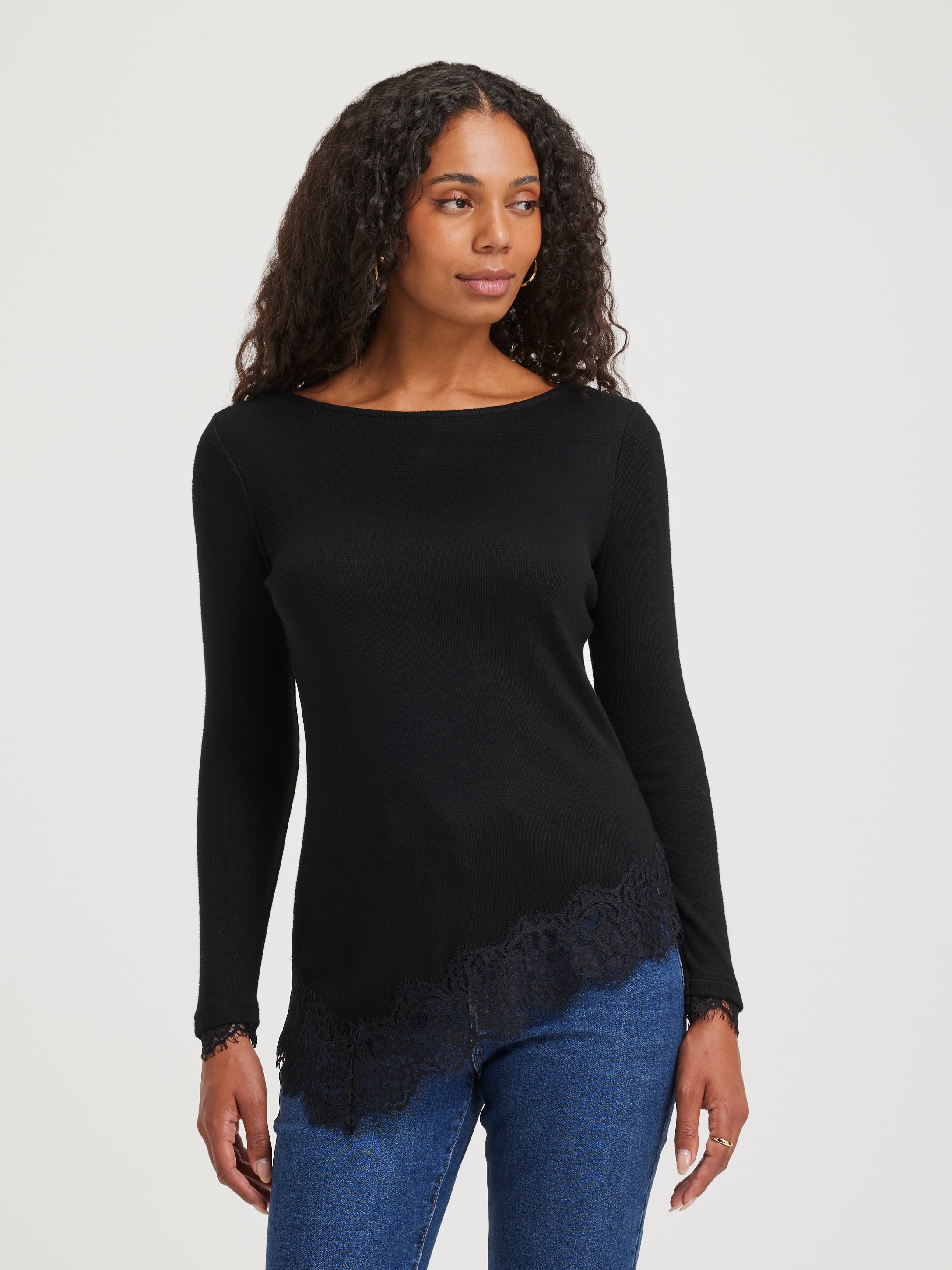 Iris Asymmetric Lace Trim Top