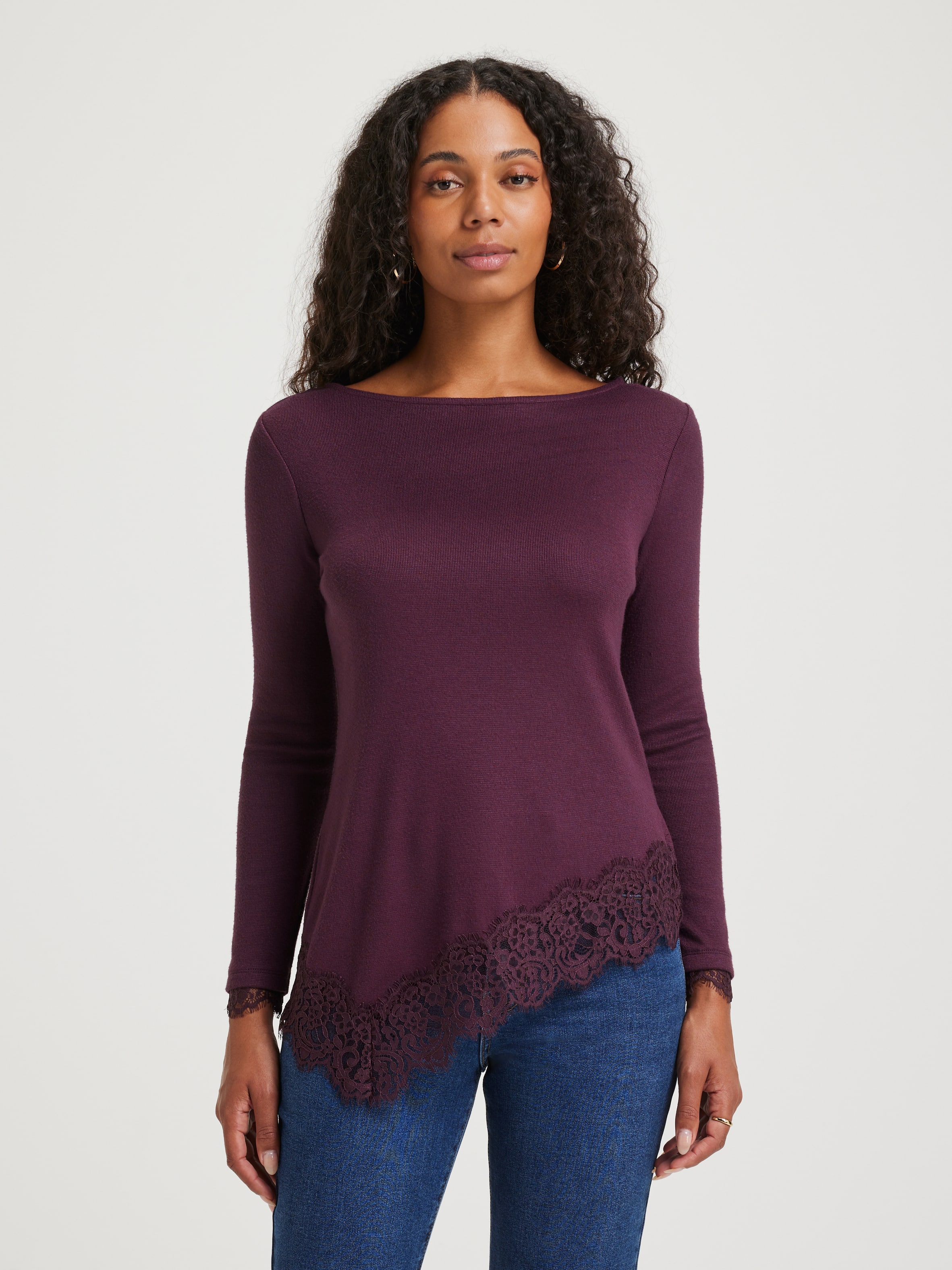 Iris Asymmetric Lace Trim Top