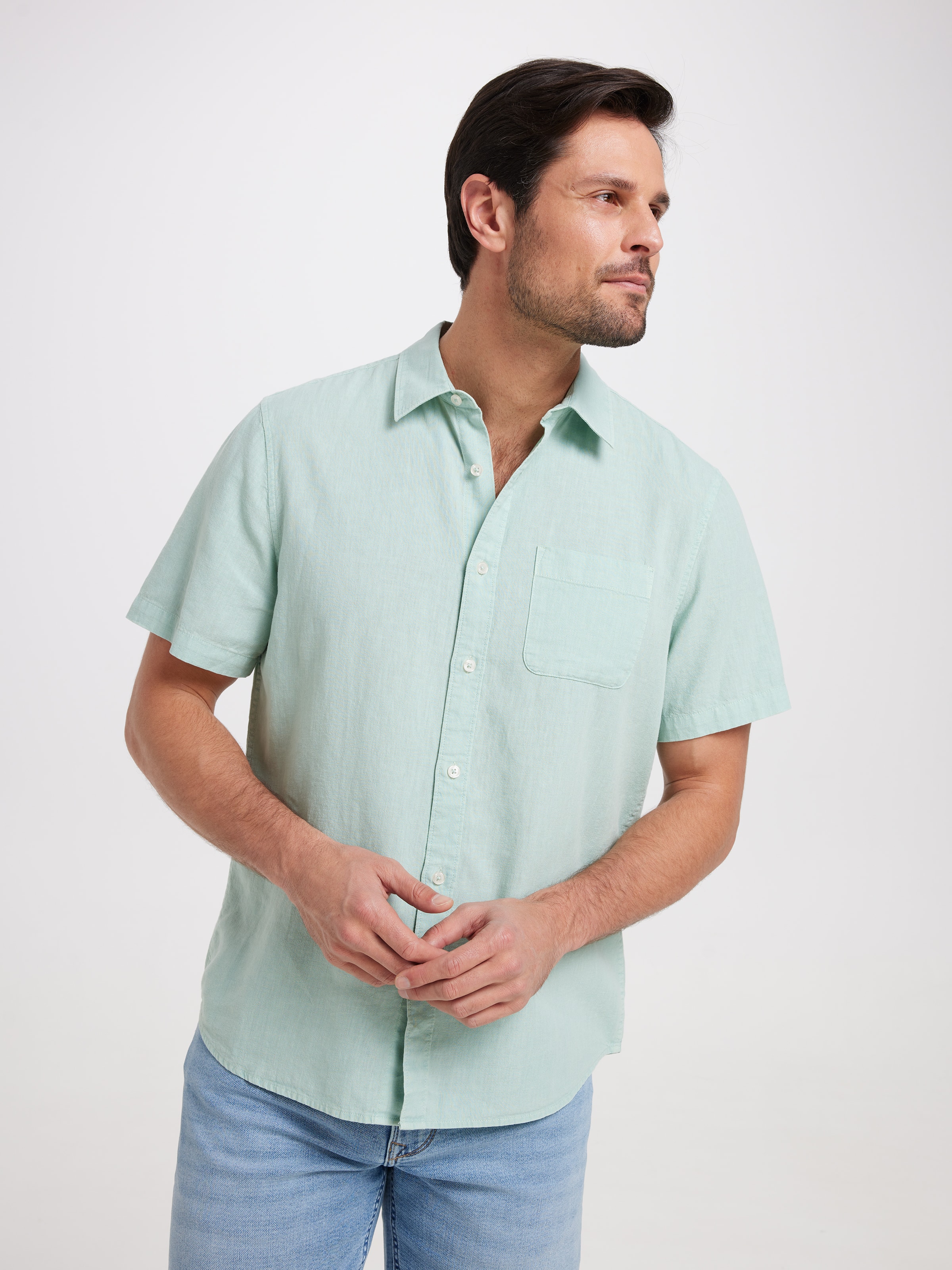 Short Sleeve Linen Blend