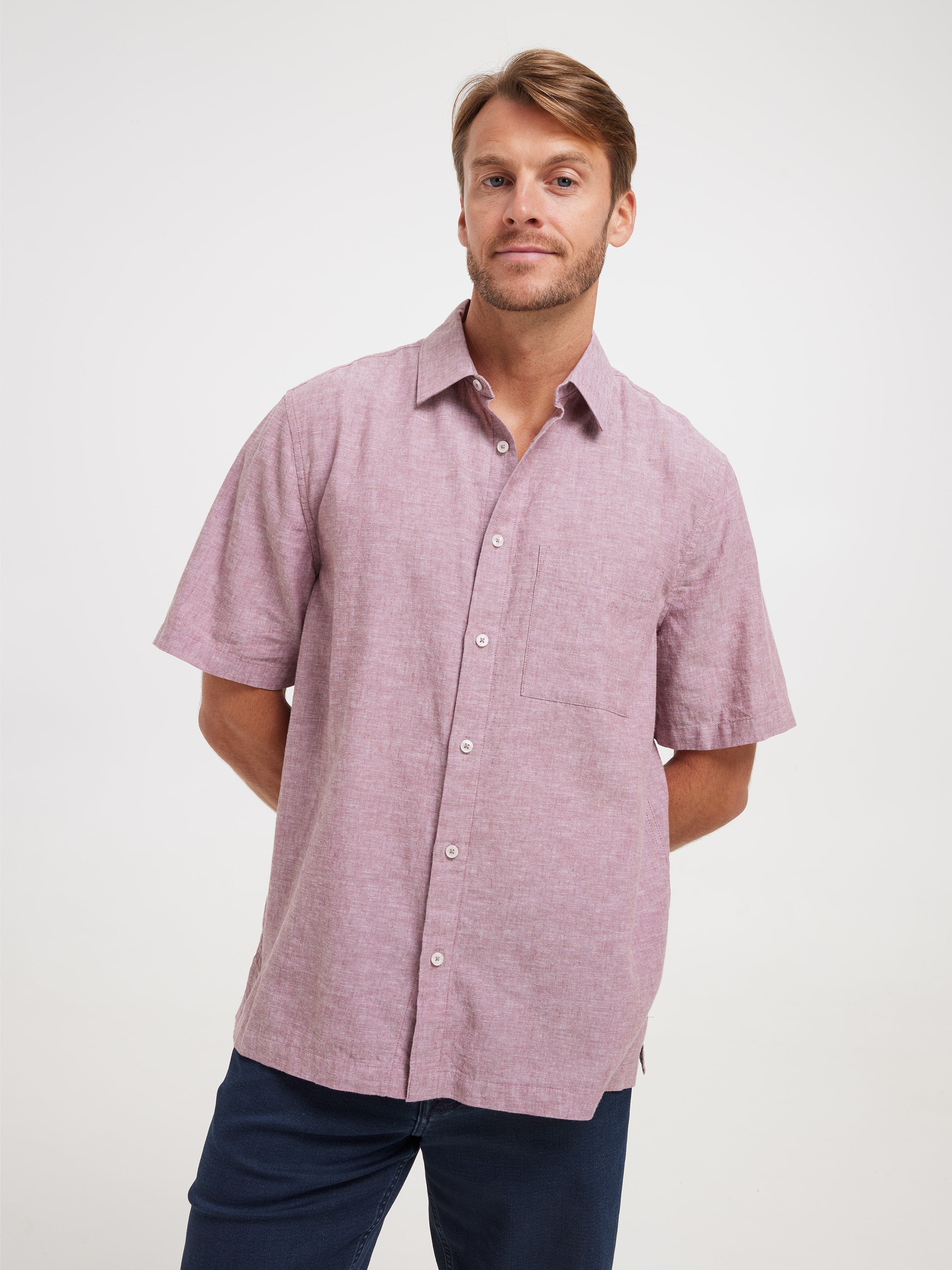 Short Sleeve Linen Blend Shirt