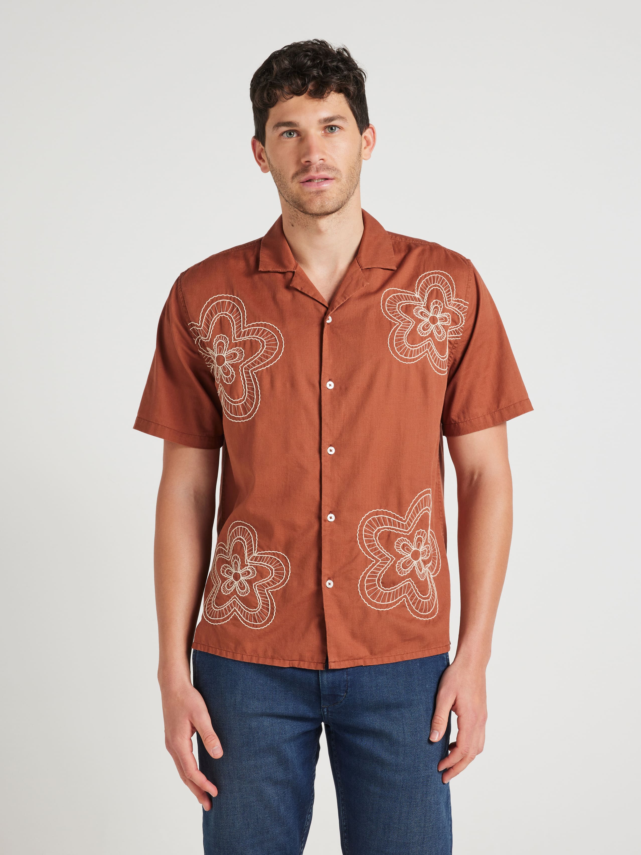 Embroidered Floral Shirt