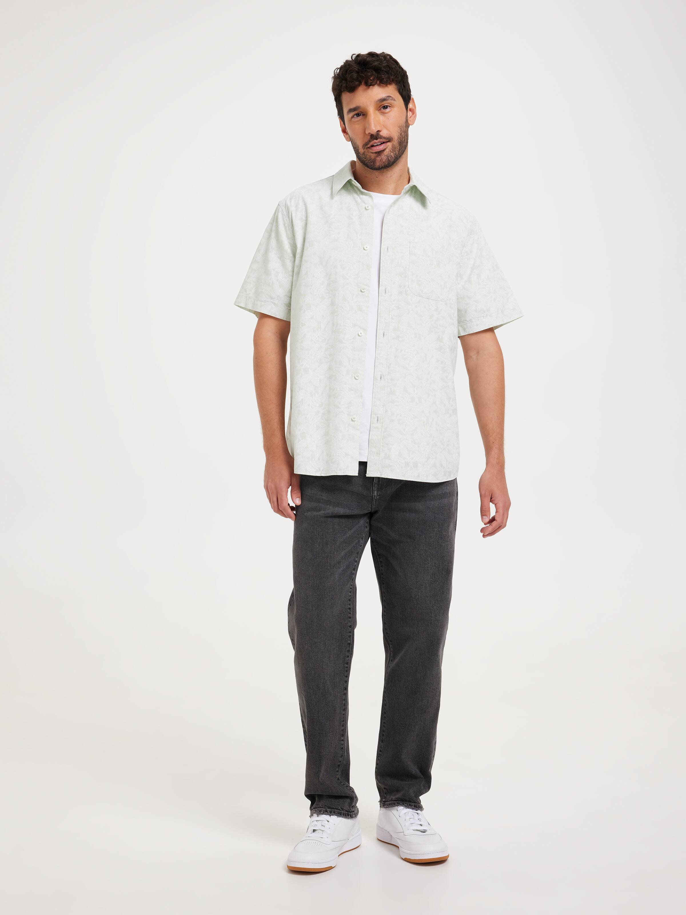 Linen Blend Print Shirt
