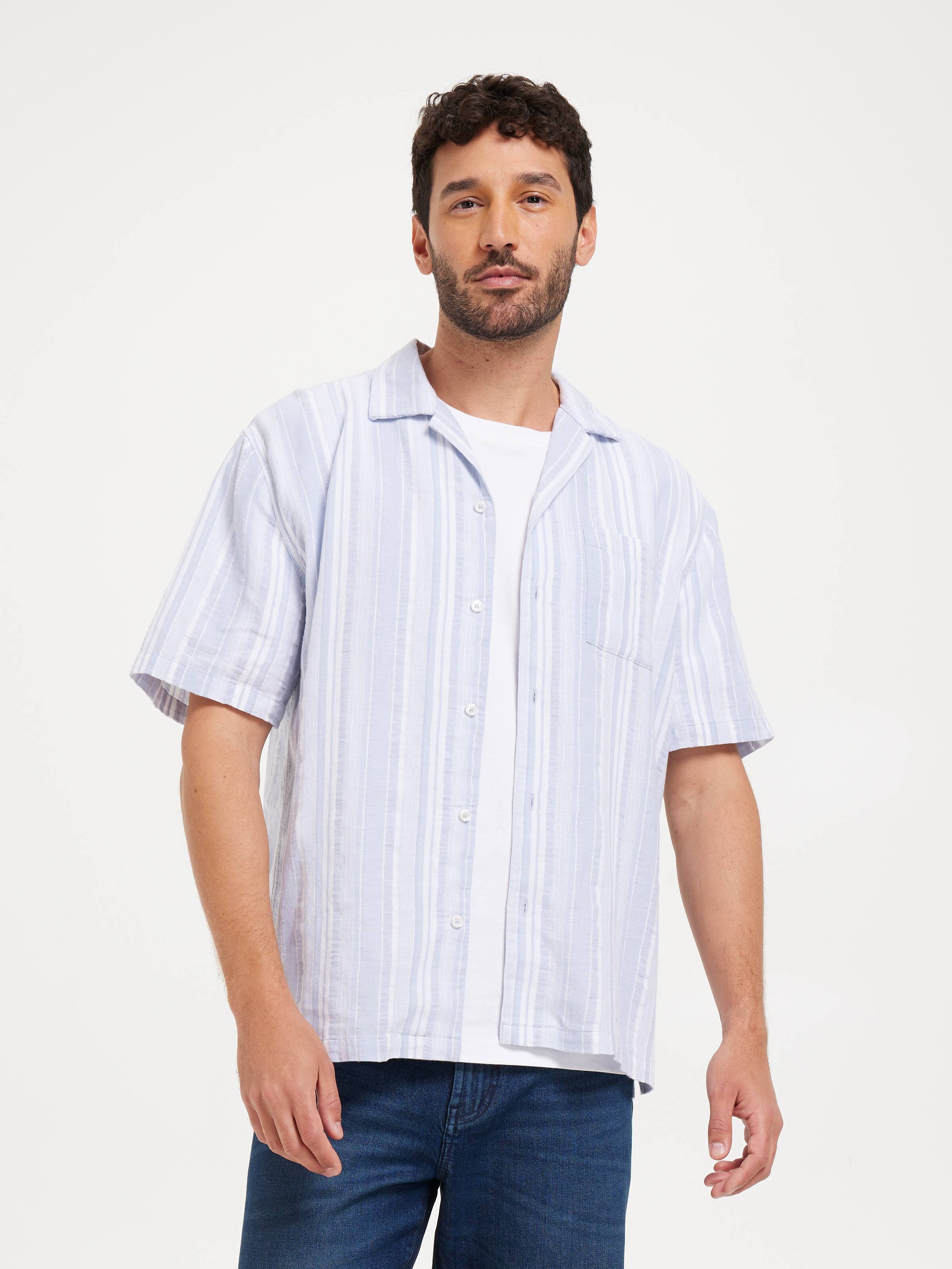 Linen Textured Stripe Shirt