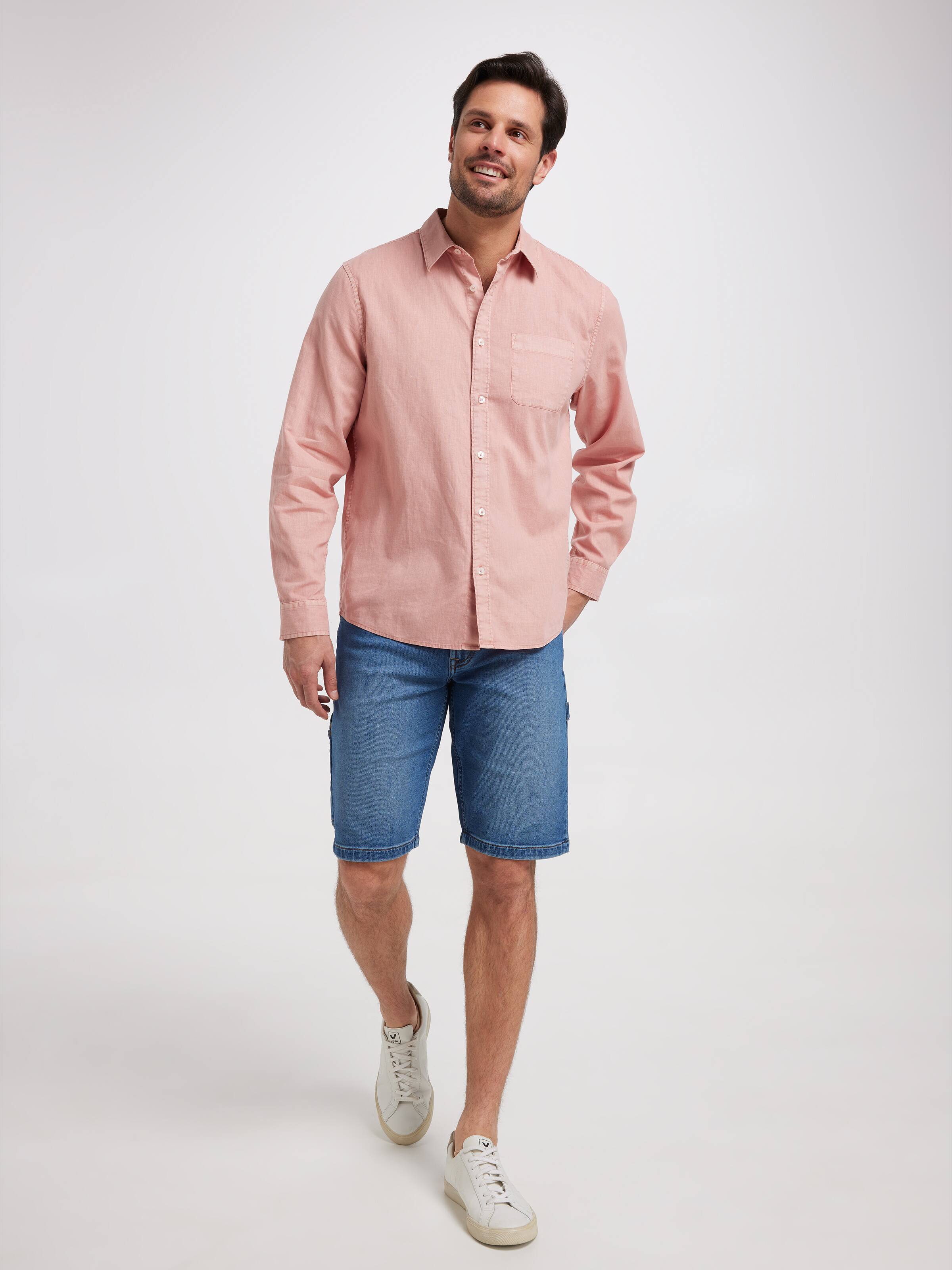 Long Sleeve Linen Blend Shirt