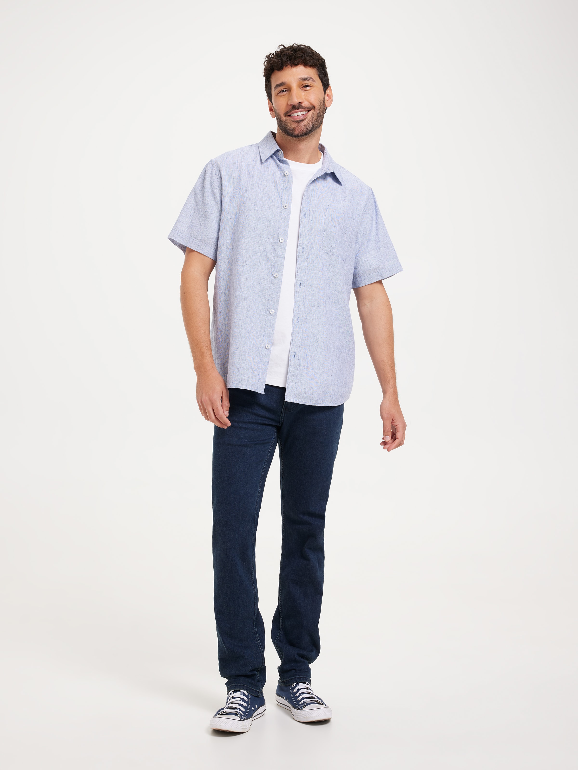 Short Sleeve Linen Blend Shirt