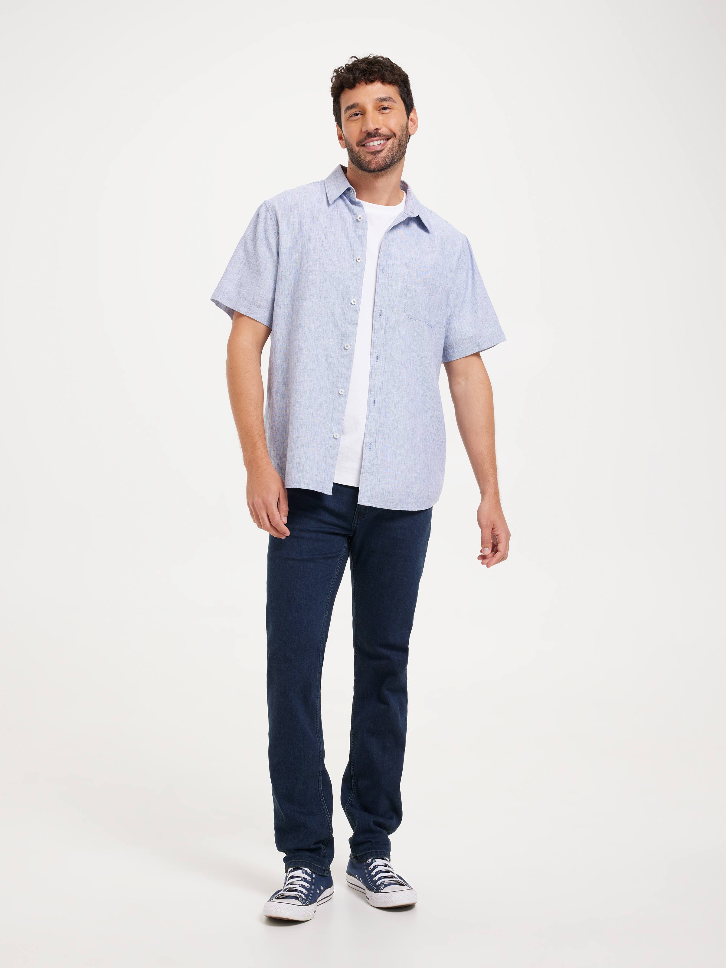 Short Sleeve Linen Blend Cd Shirt