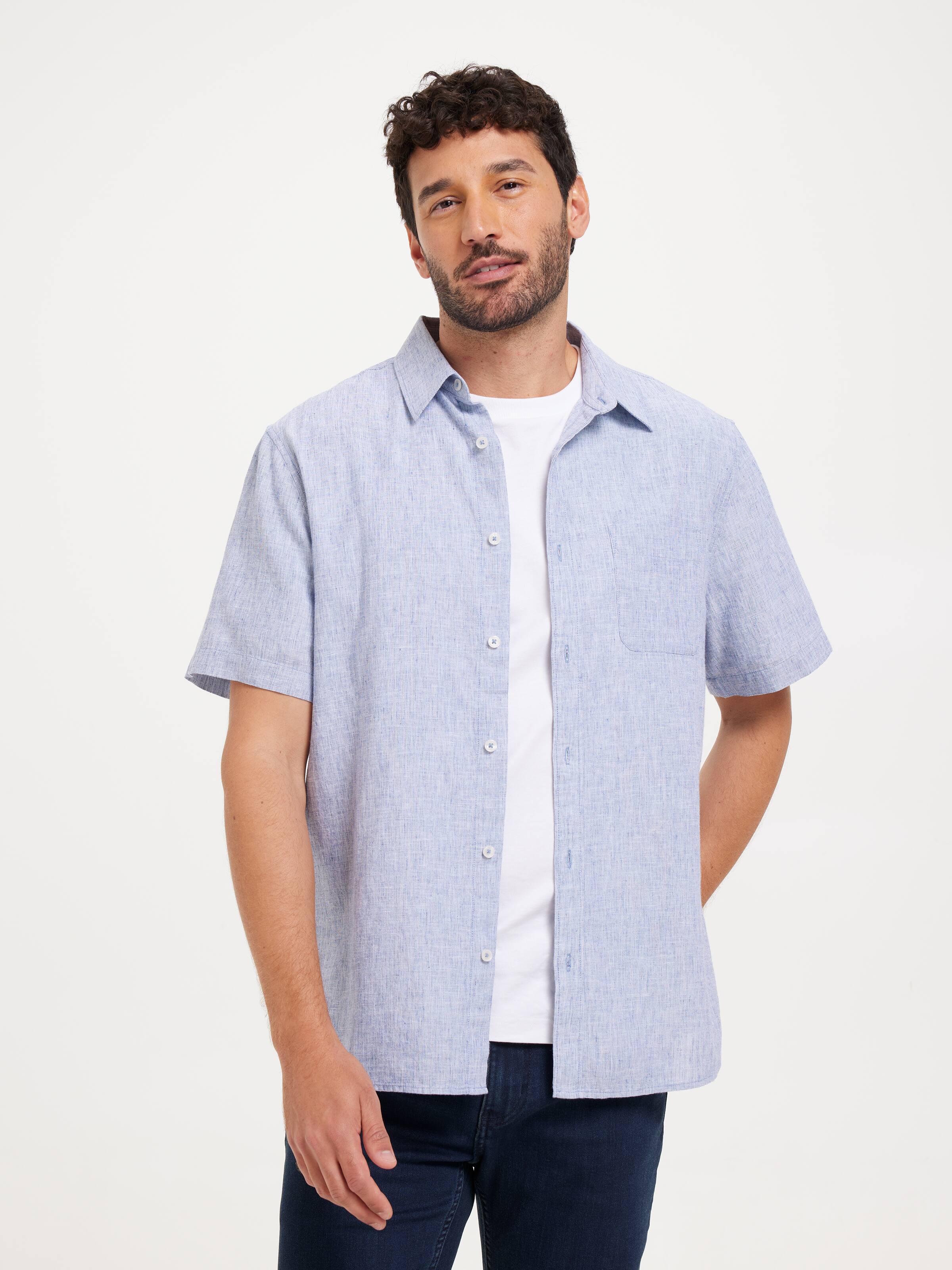 Short Sleeve Linen Blend Cd Shirt