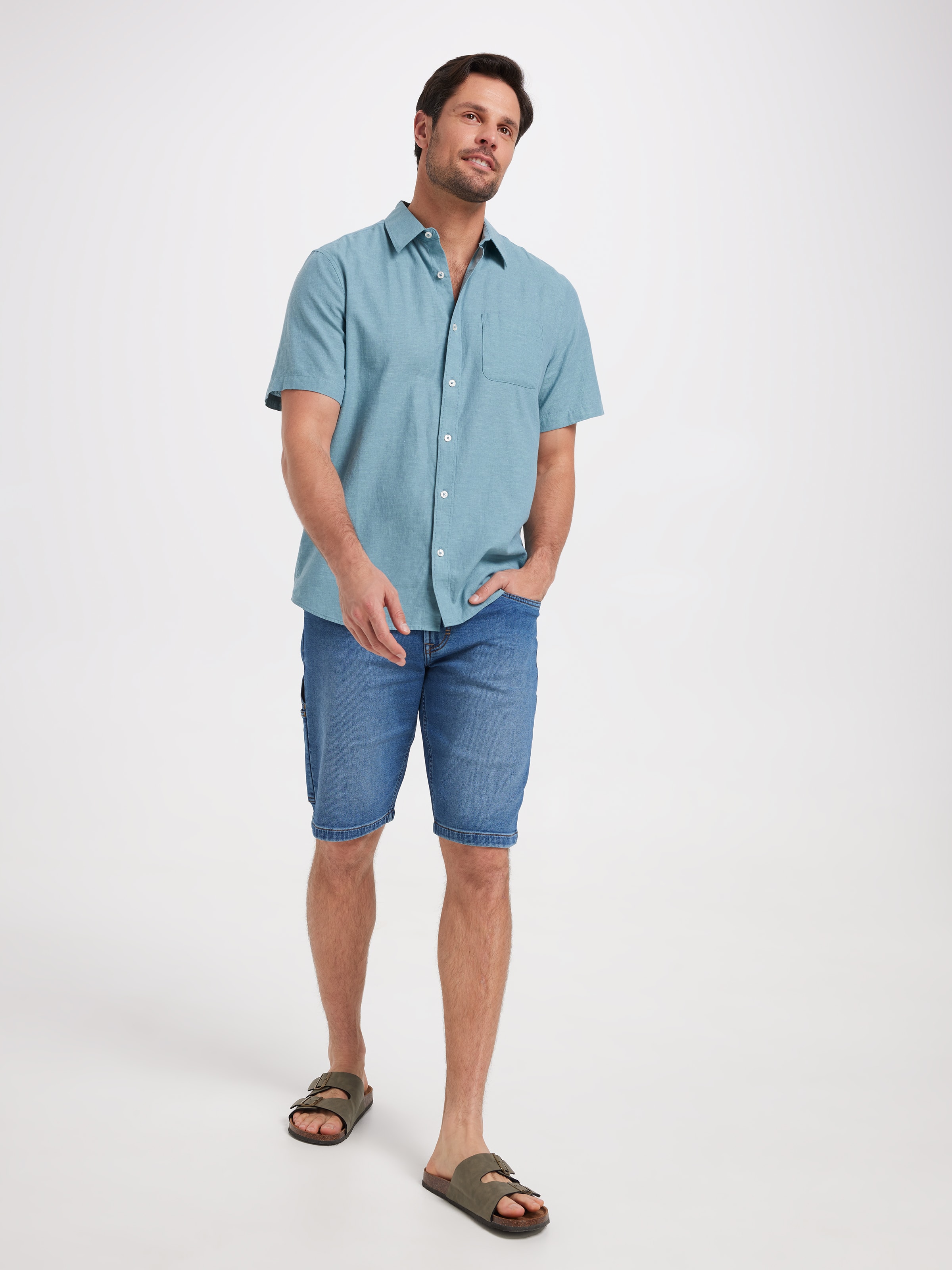 Short Sleeve Linen Blend Cd Shirt