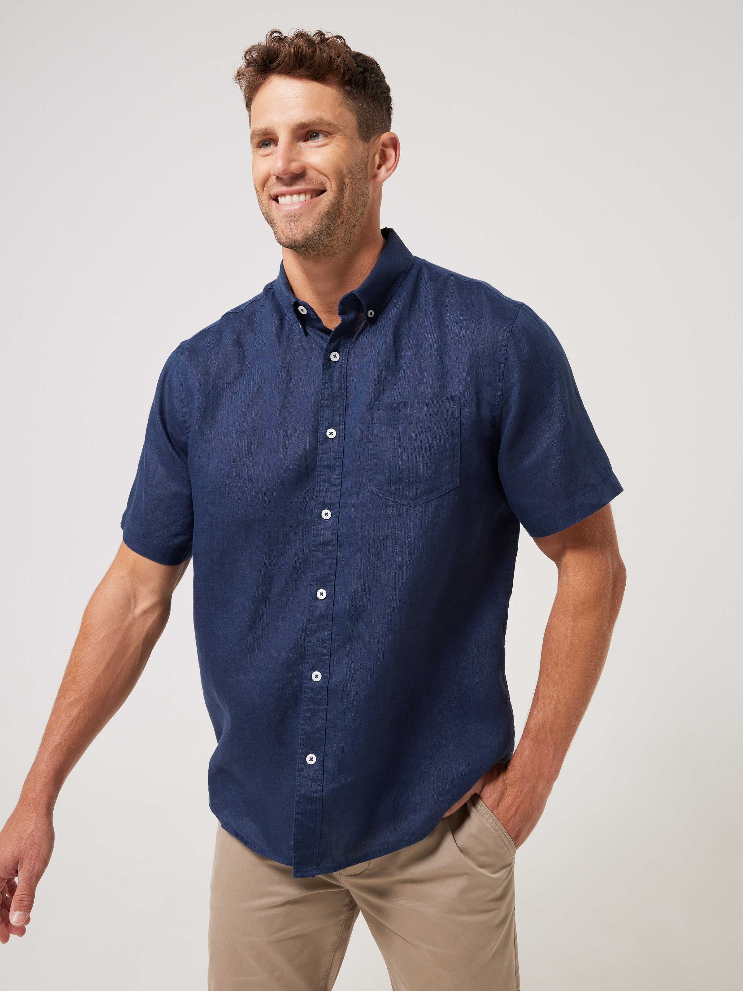 Short Sleeve Linen Plain Shirt