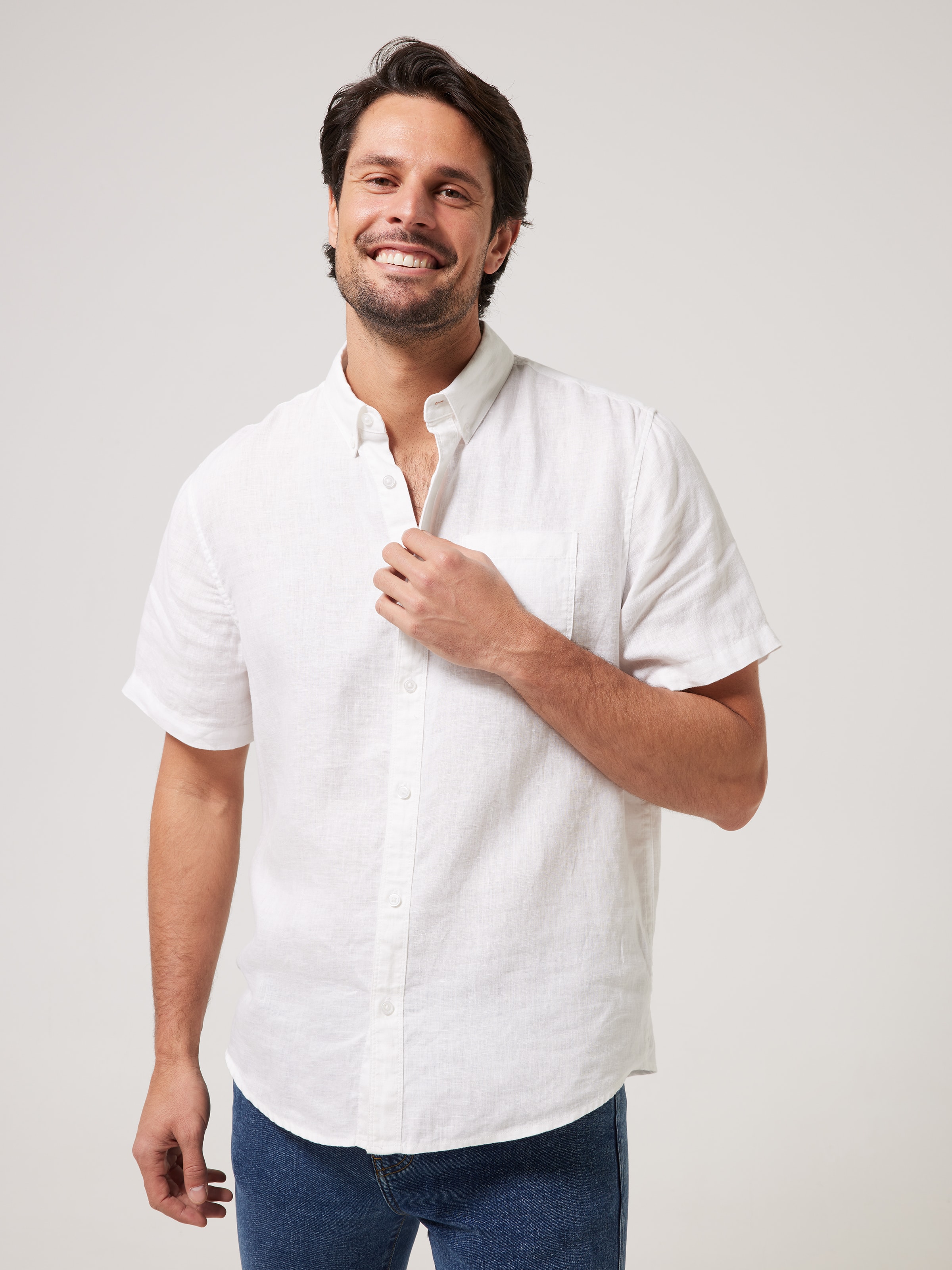 Short Sleeve Linen Plain Shirt