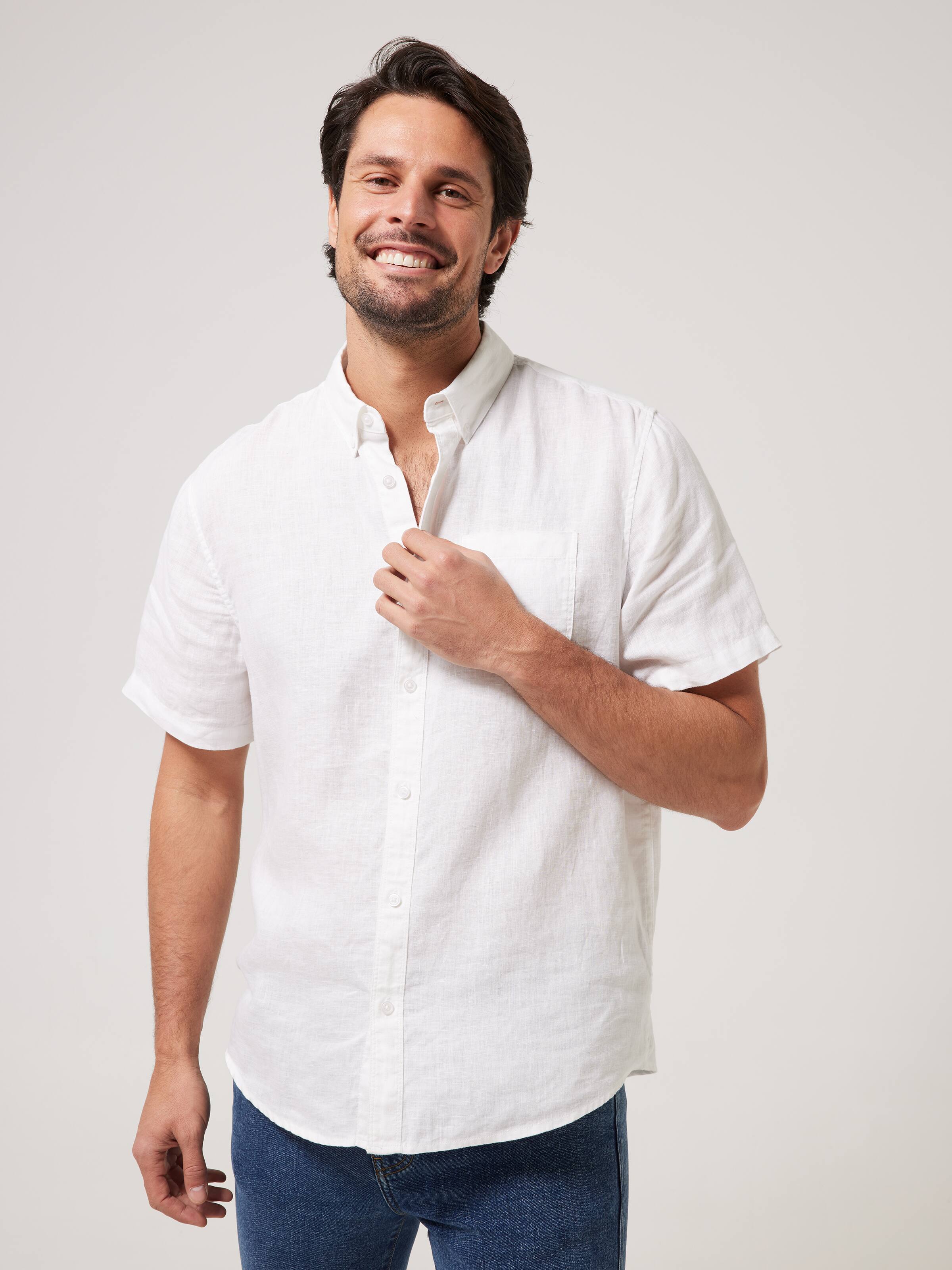 Short Sleeve Linen Plain Shirt