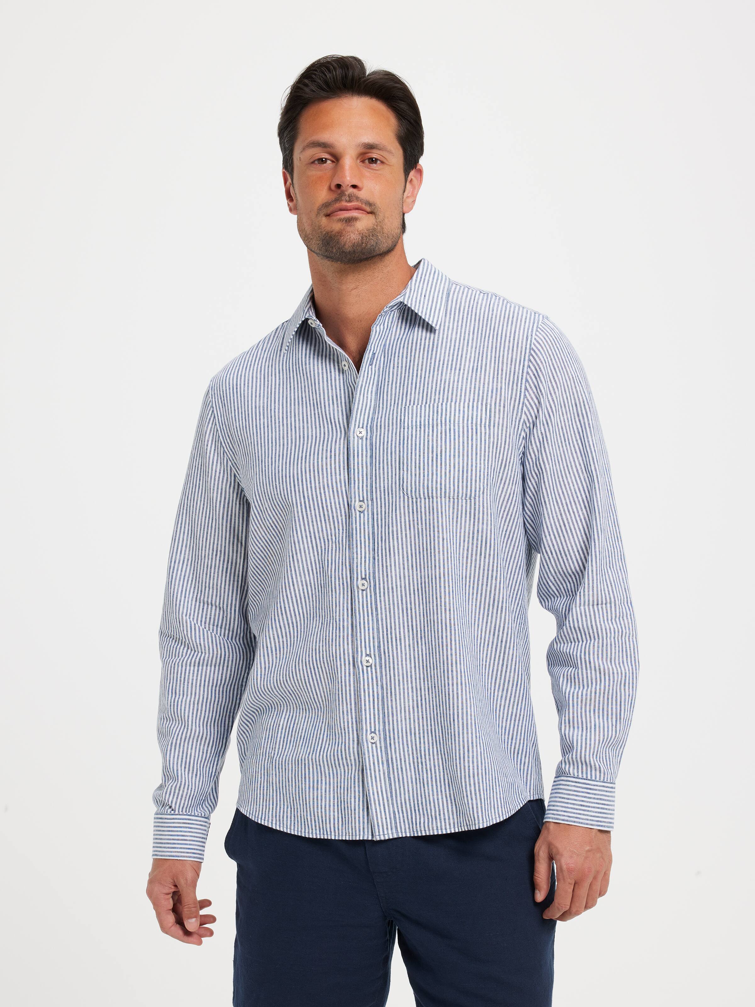 Regular Linen Stripe Shirt