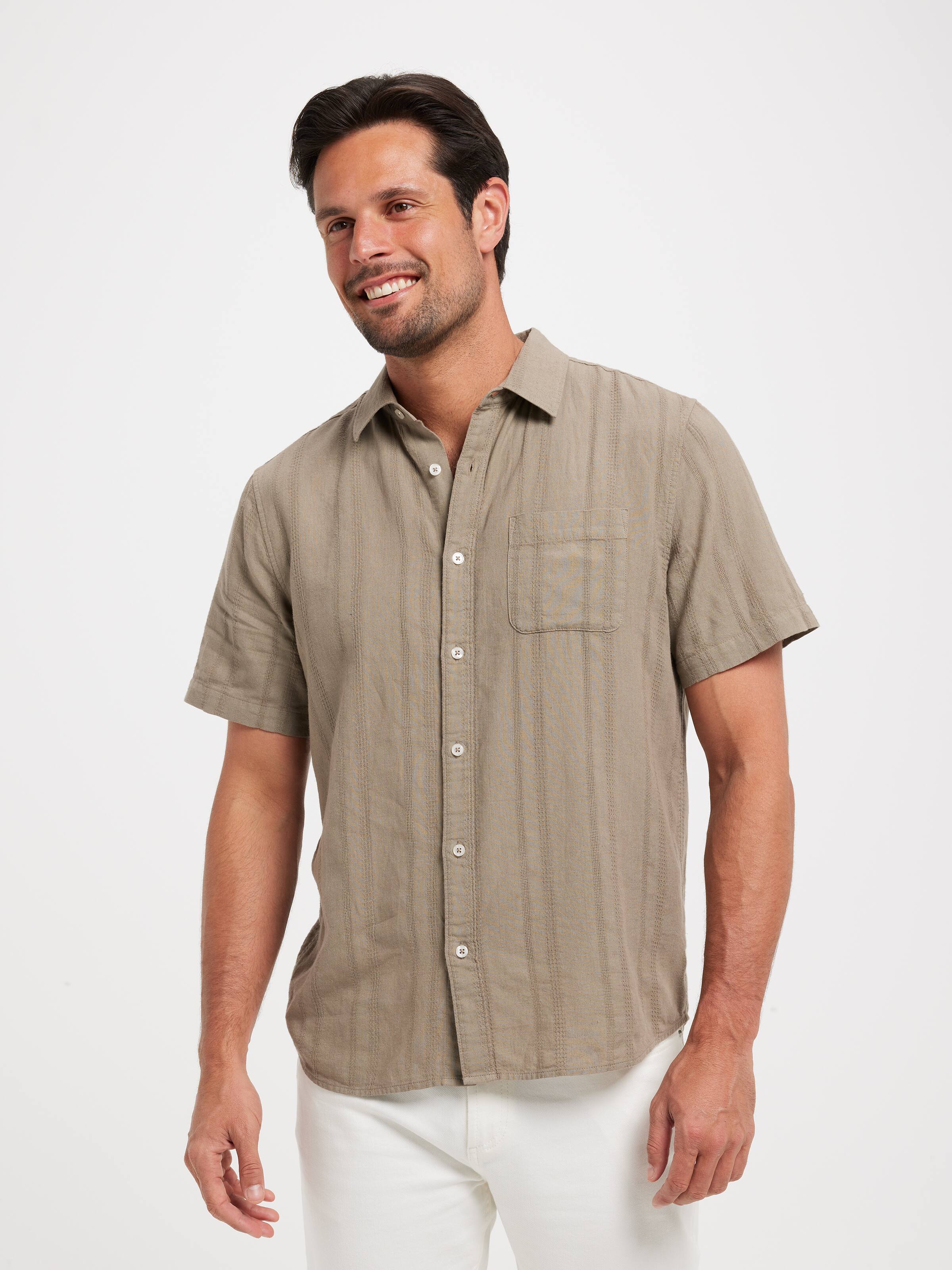 Short Sleeve Linen Blend Shirt