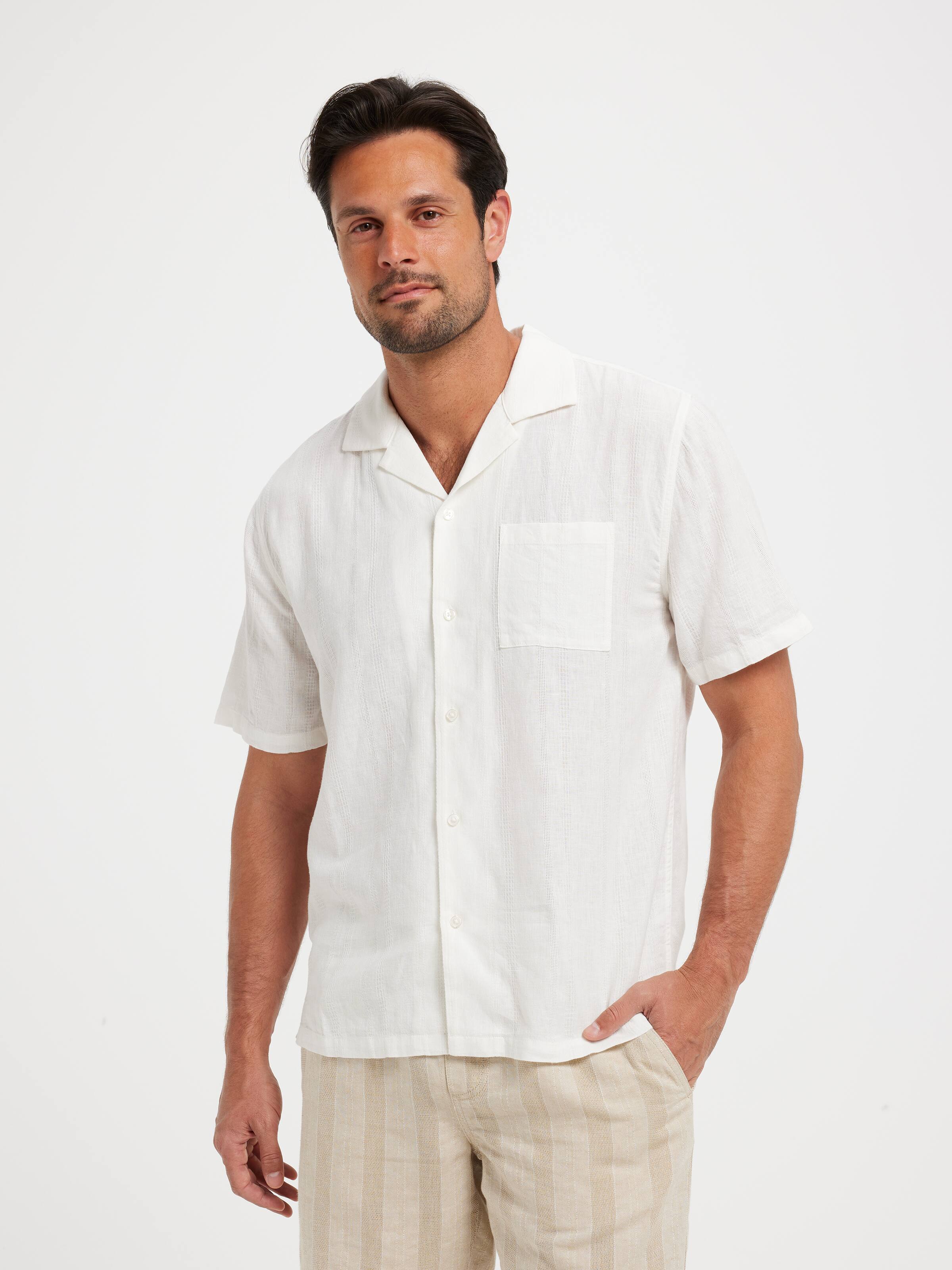 Linen Blend Revere Dobby Shirt
