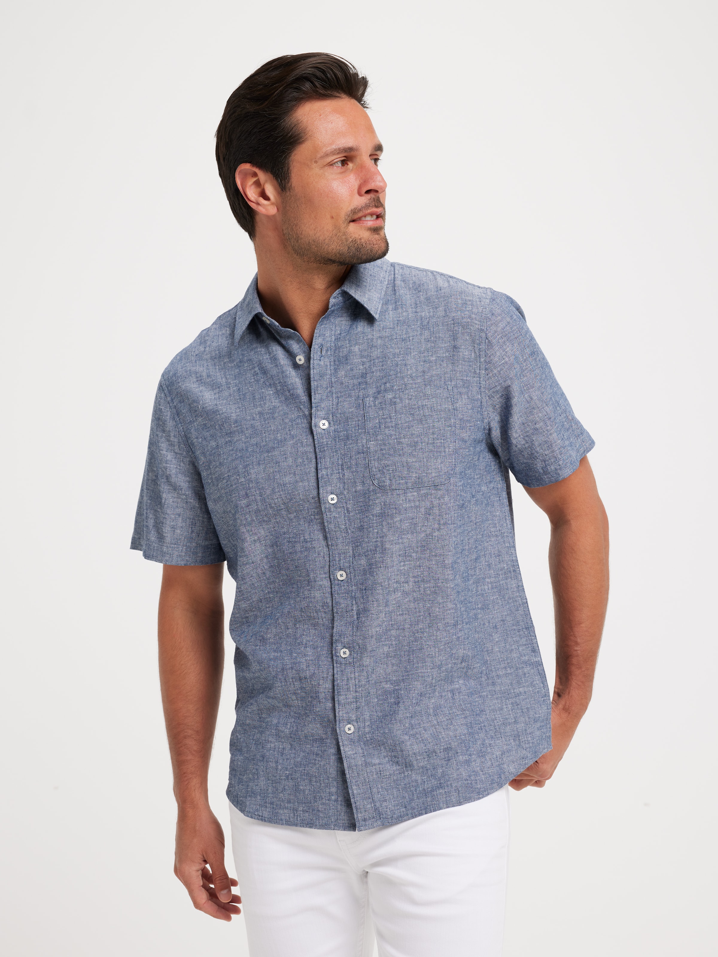 Linen Blend Cross Dye Shirt