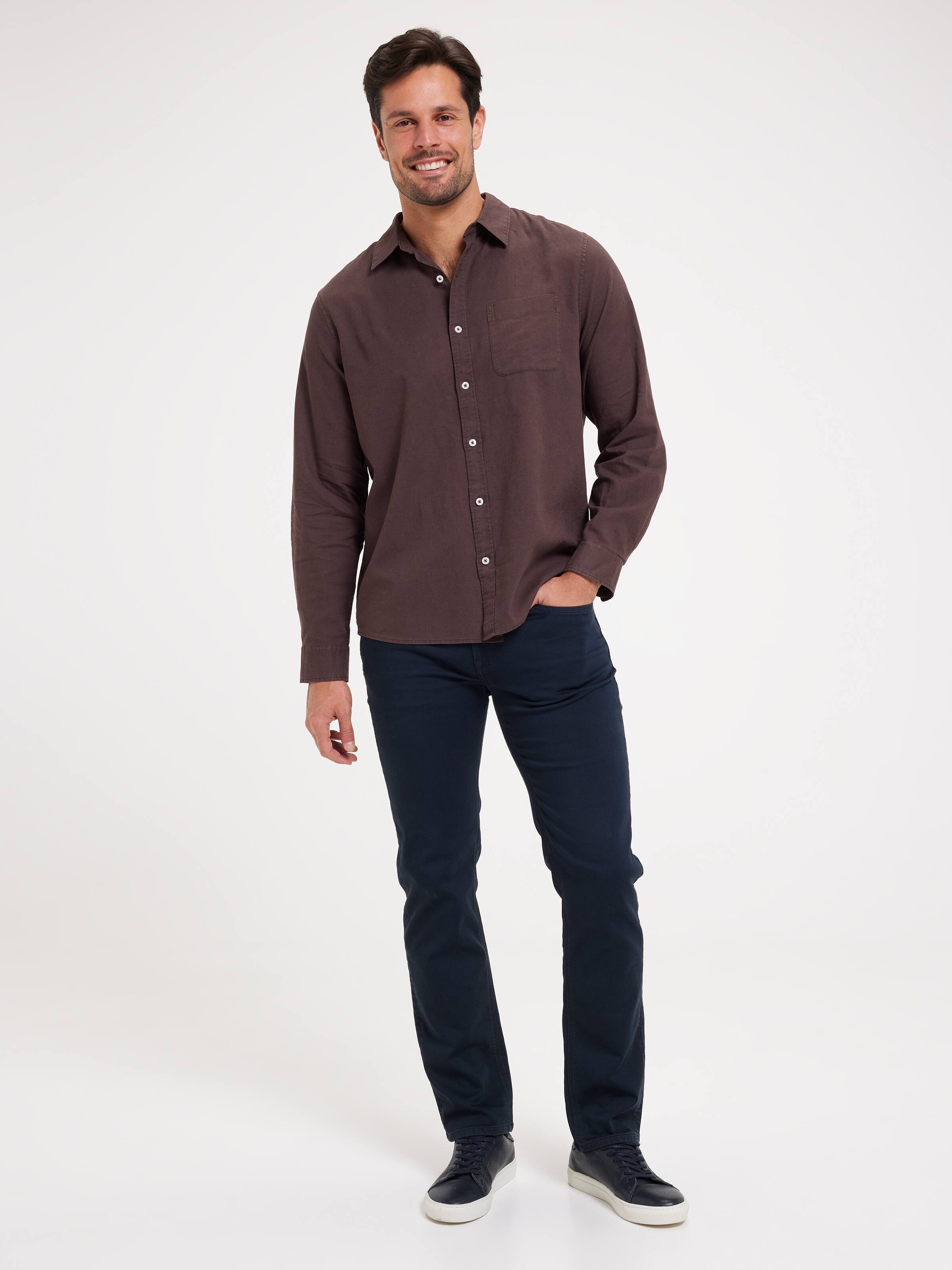 Long Sleeve Linen Blend Vintage Shirt