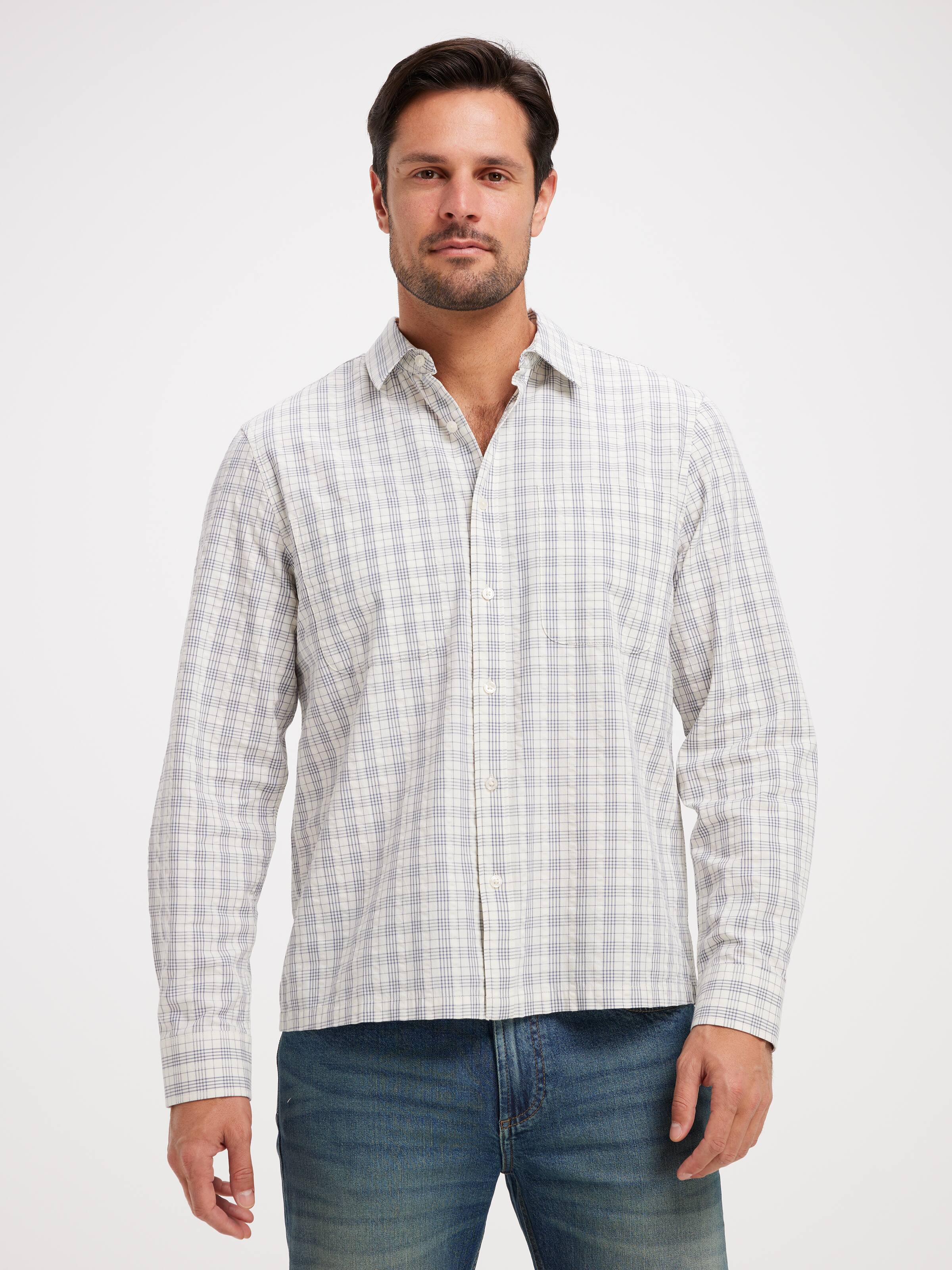 Long Sleeve Seersucker Stripe Shirt