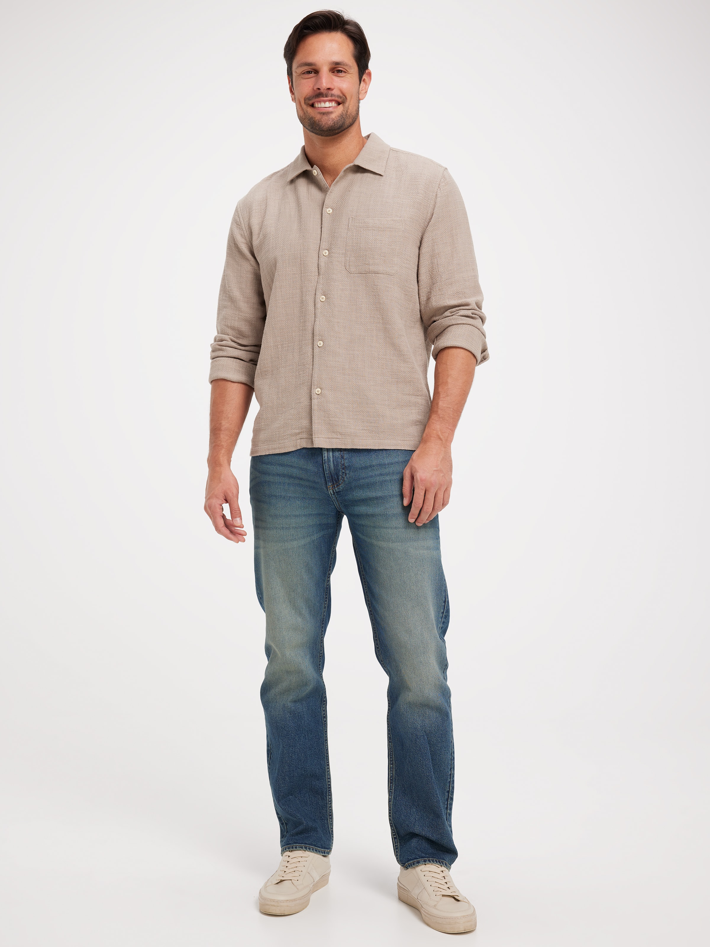 Long Sleeve Grid Texture Shirt