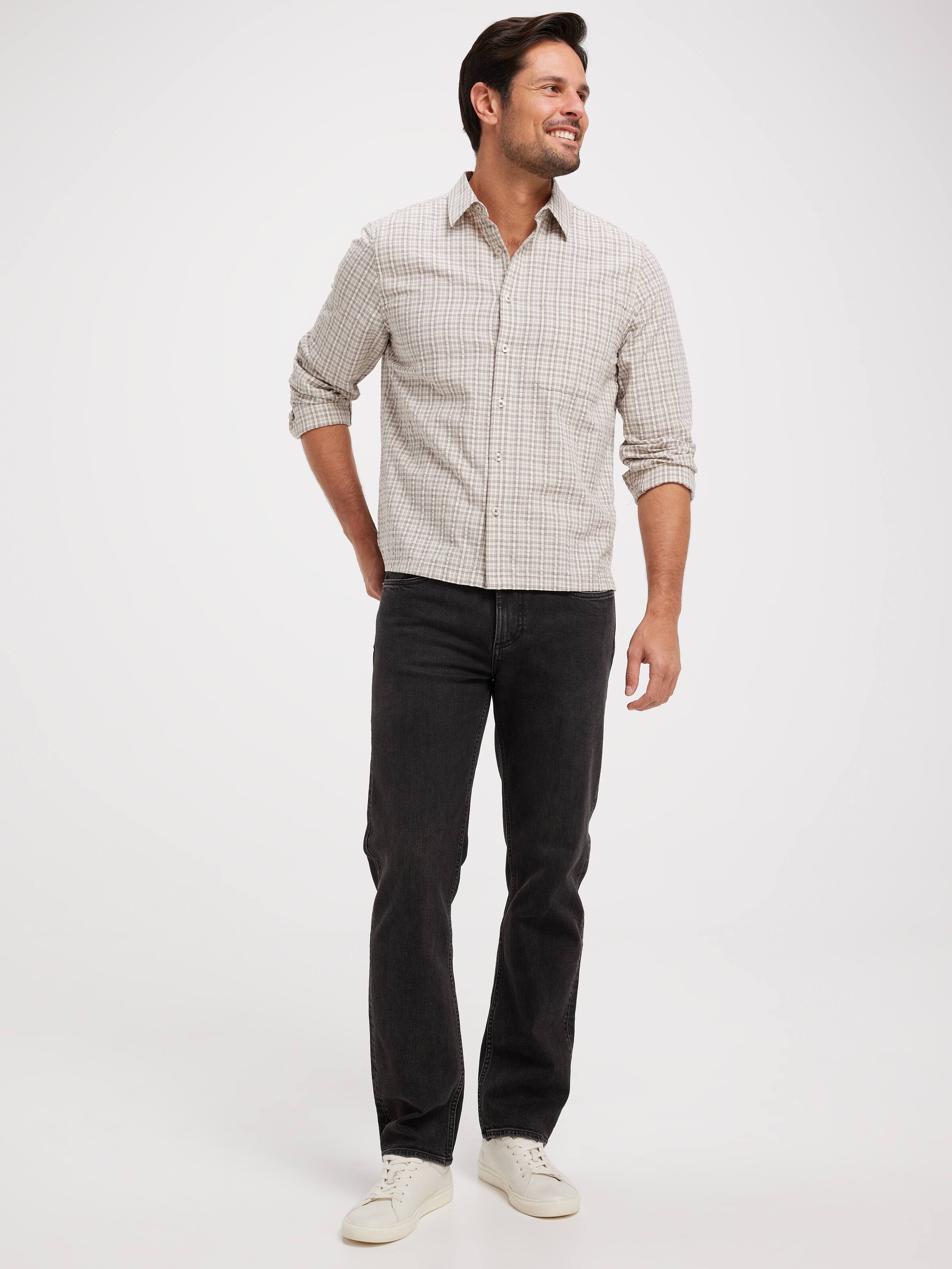 Long Sleeve Seersucker Check Shirt