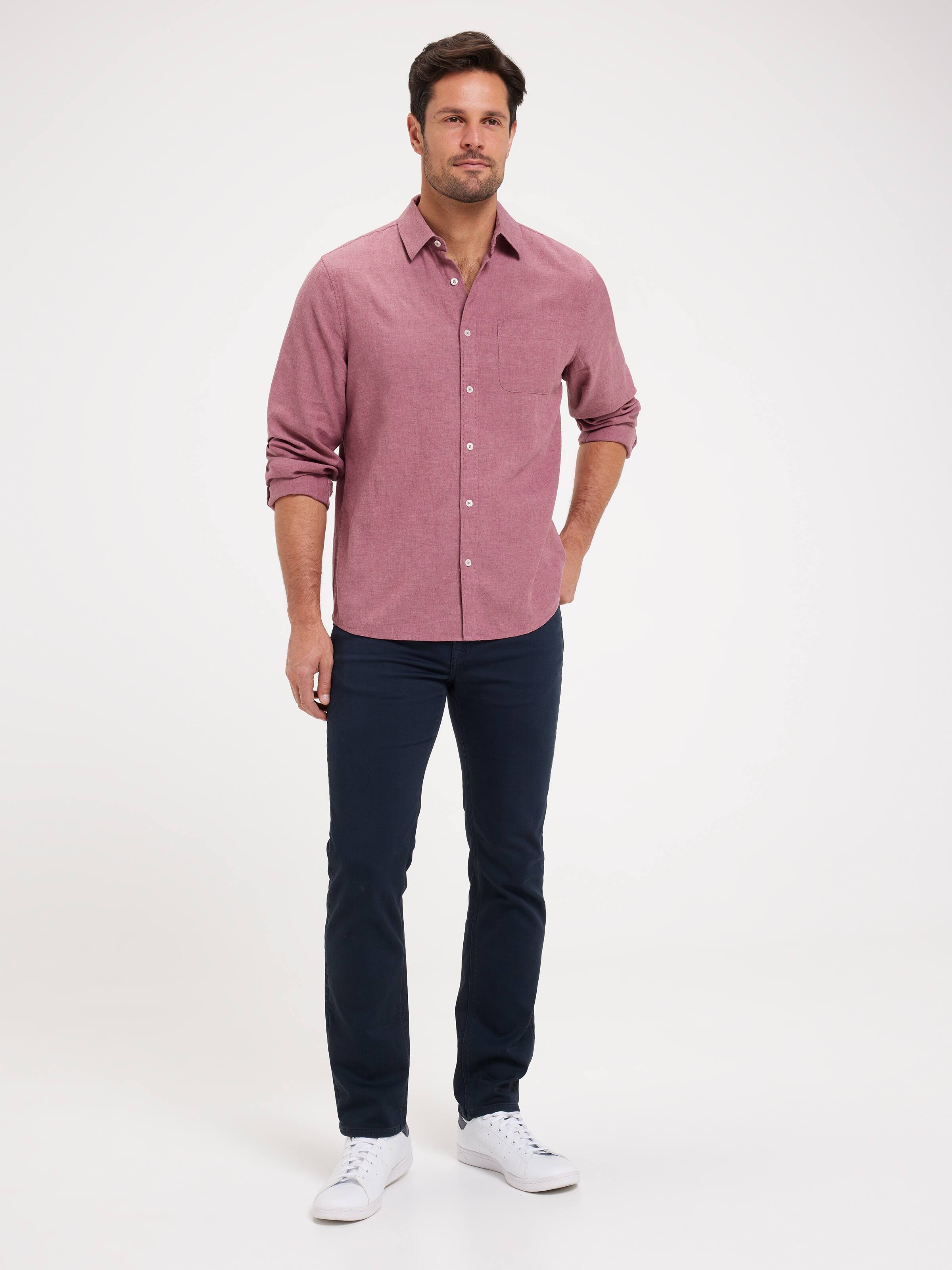 Long Sleeve Linen Blend Shirt