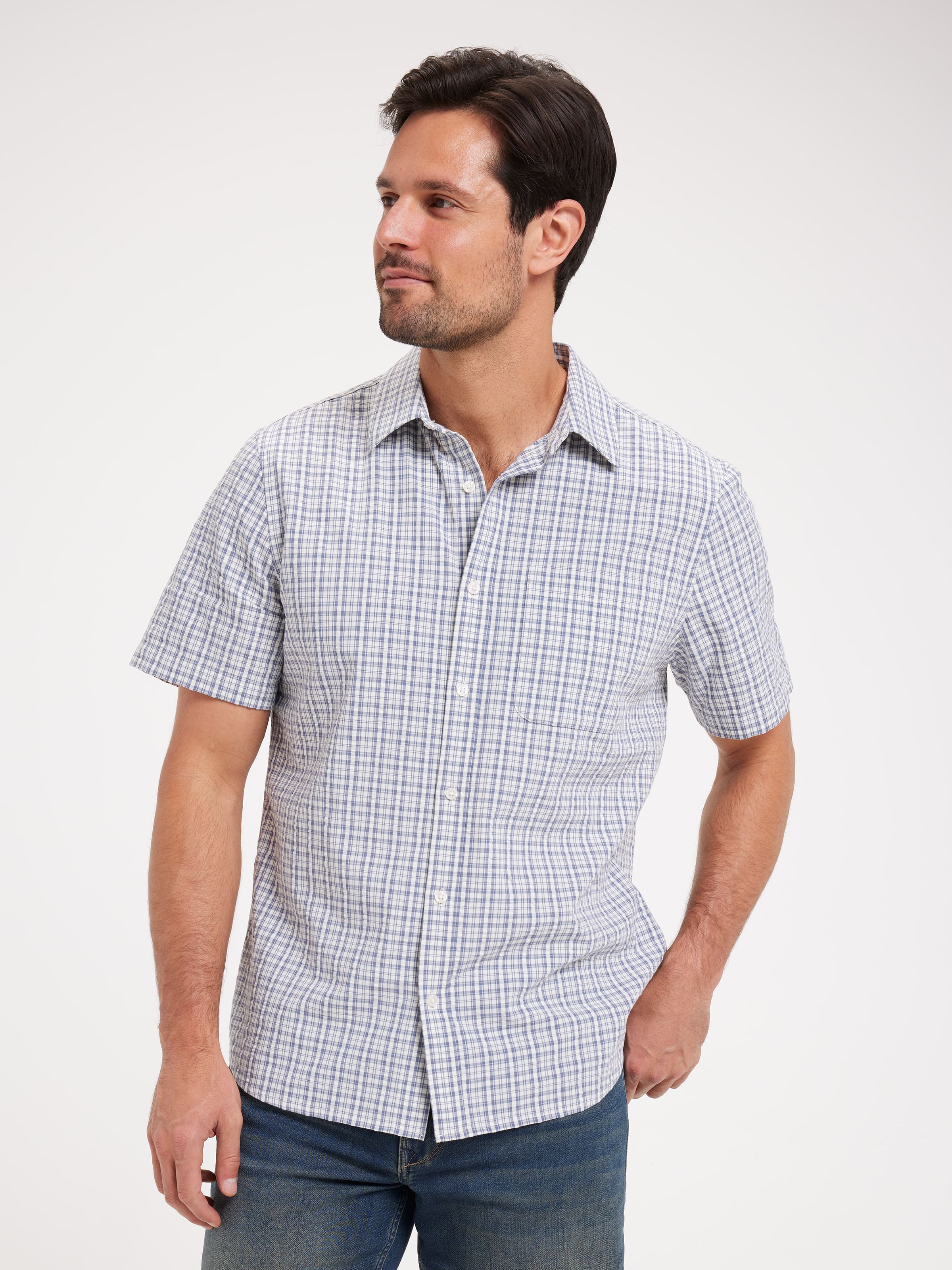 Short Sleeve Relaxed Seersucker Shirt