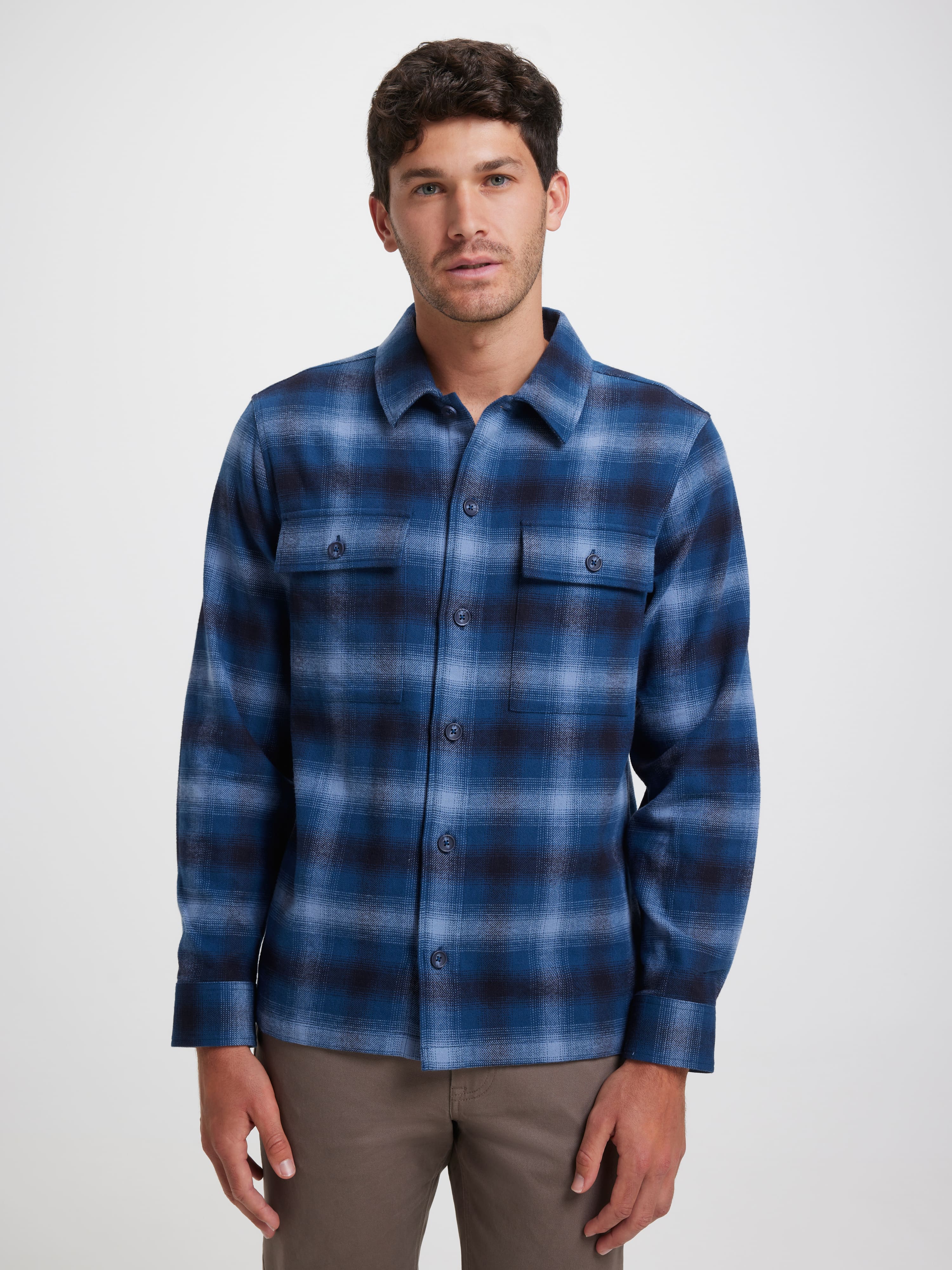 Long Sleeve Texture Check Overshirt