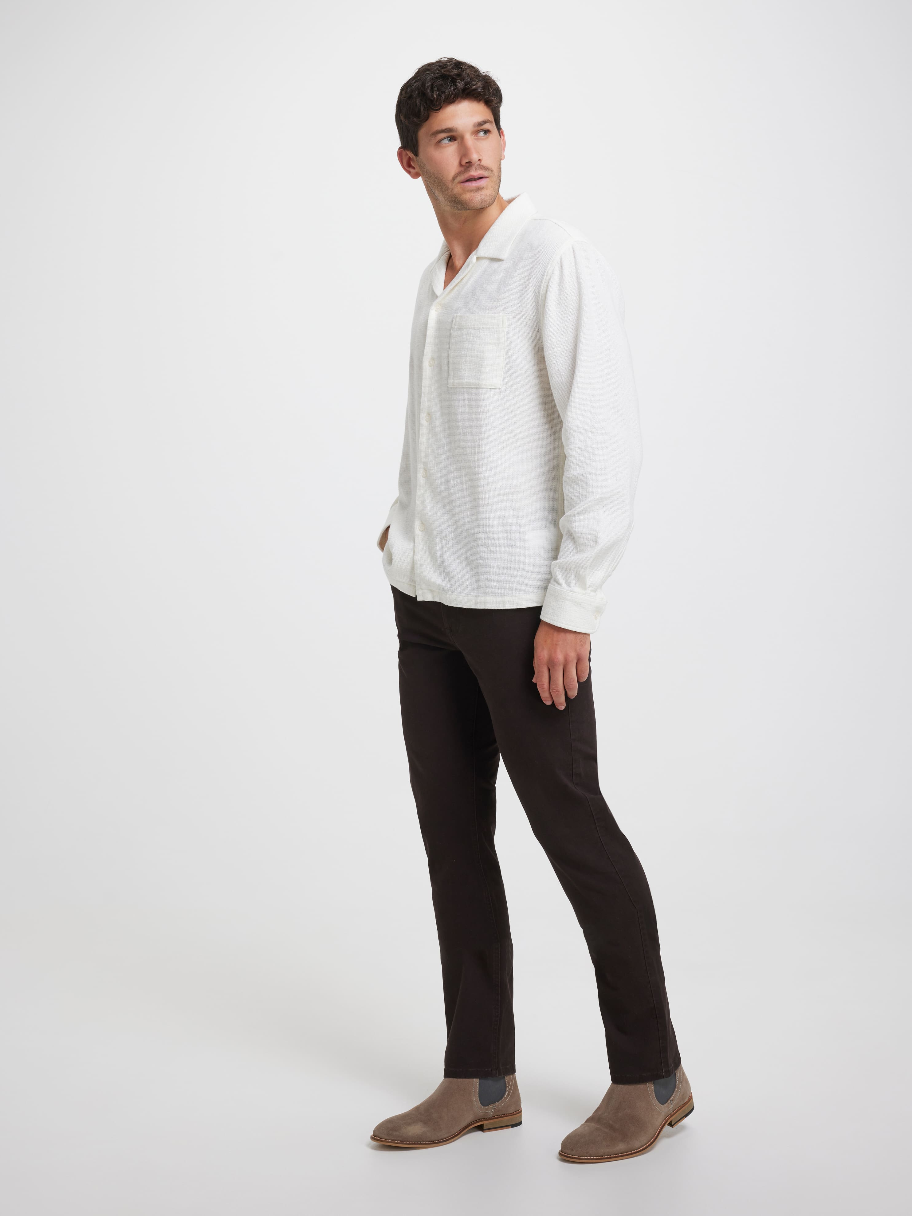 Long Sleeve Revere Textured Shirt
