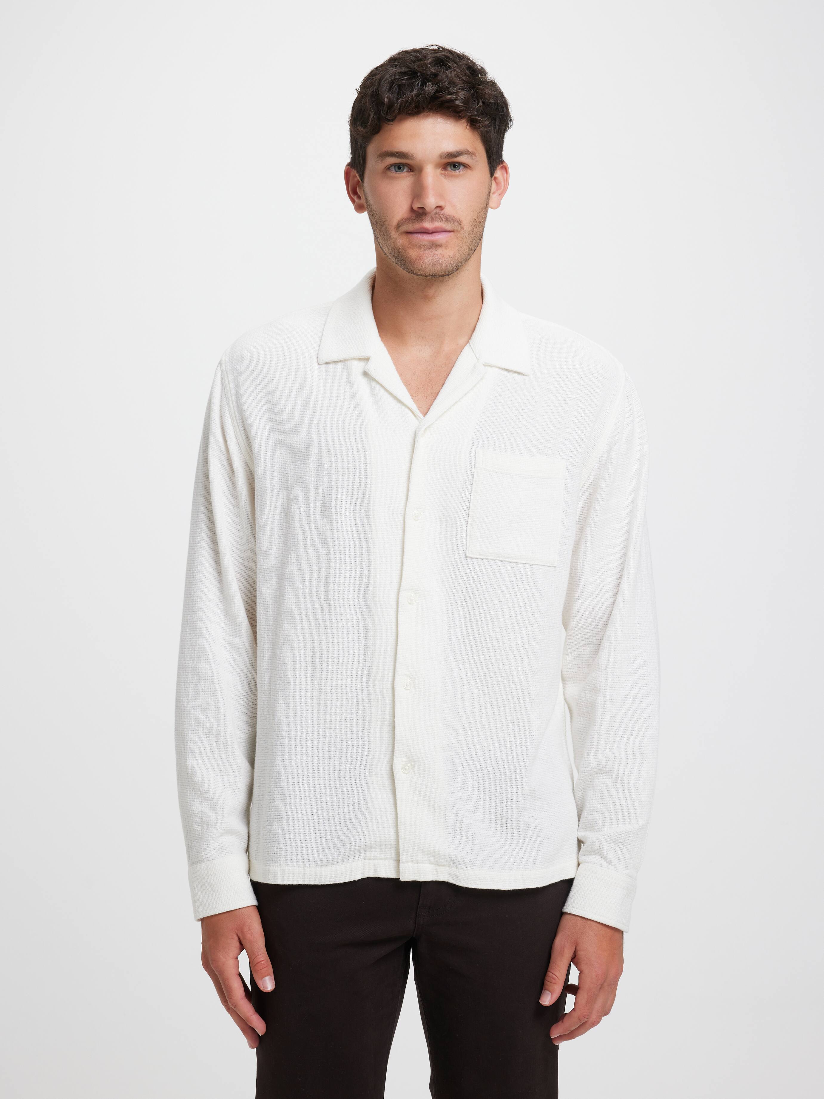 Long Sleeve Revere Textured Shirt