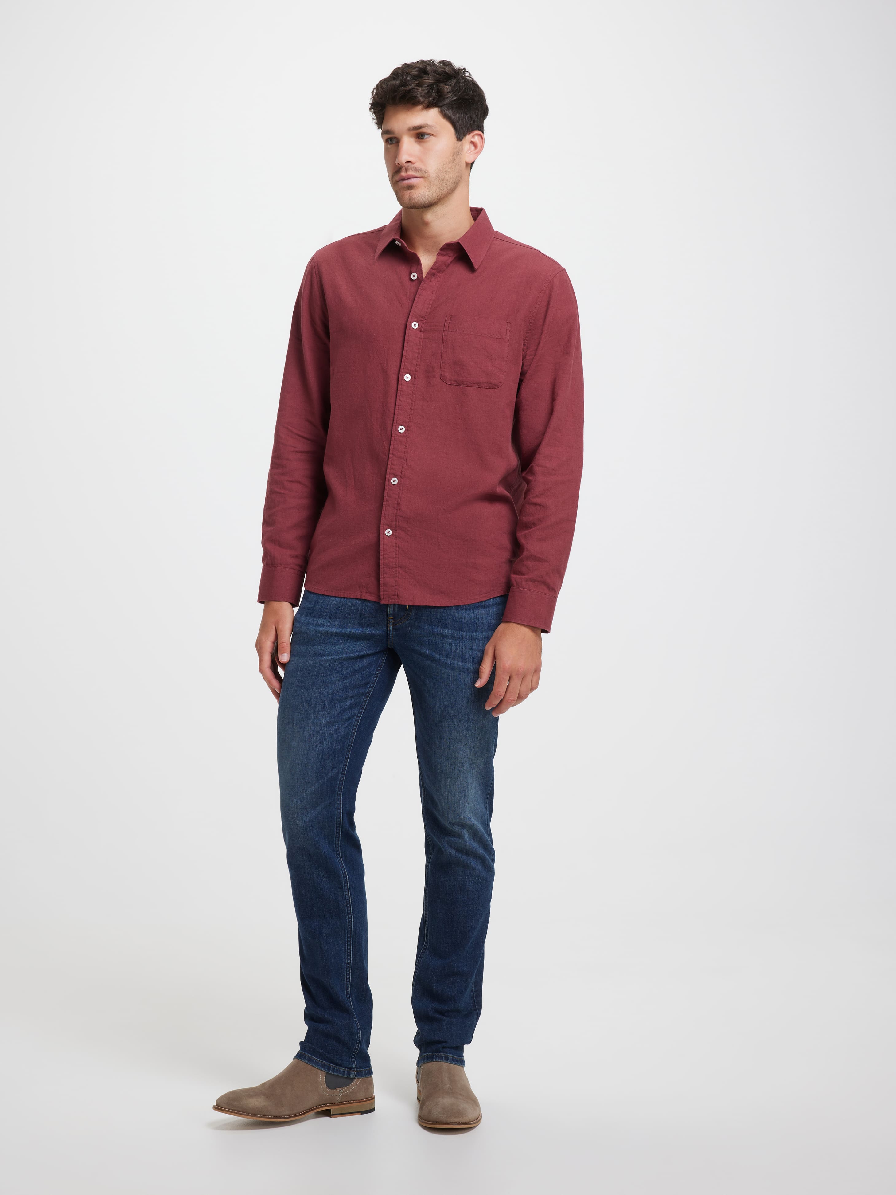 Long Sleeve Linen Blend Shirt