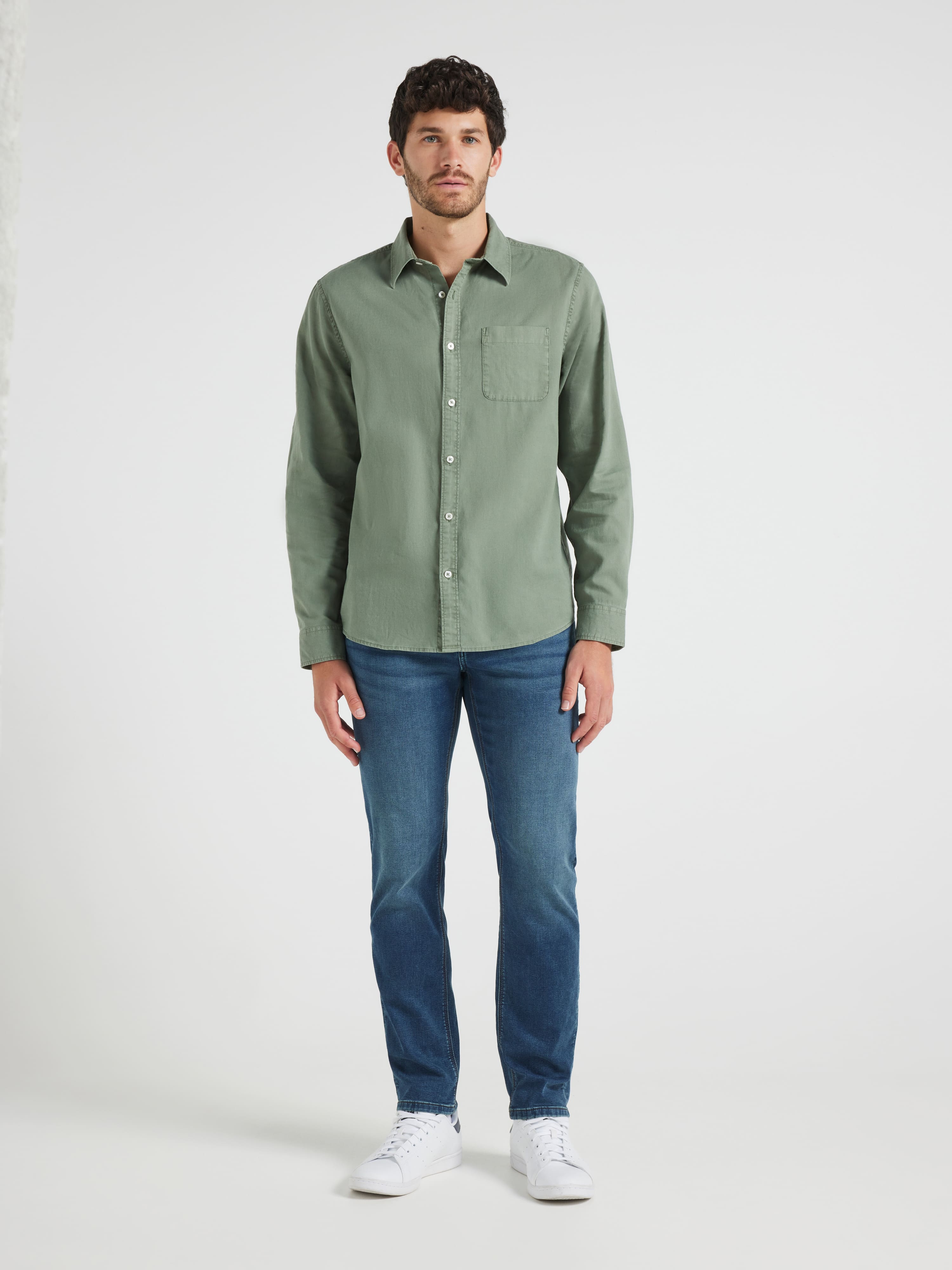 Long Sleeve Linen Blend Shirt