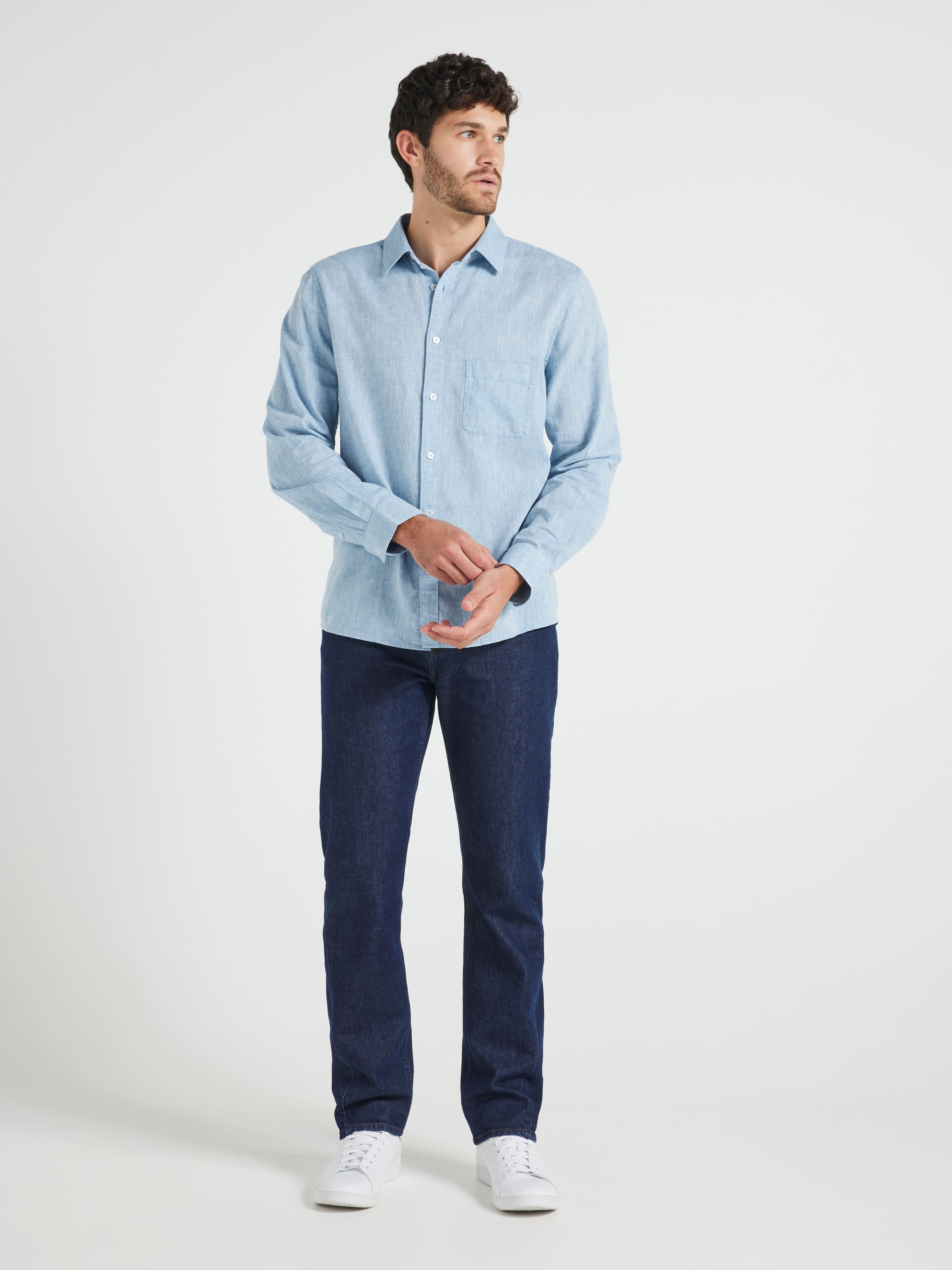 Long Sleeve Linen Blend Shirt