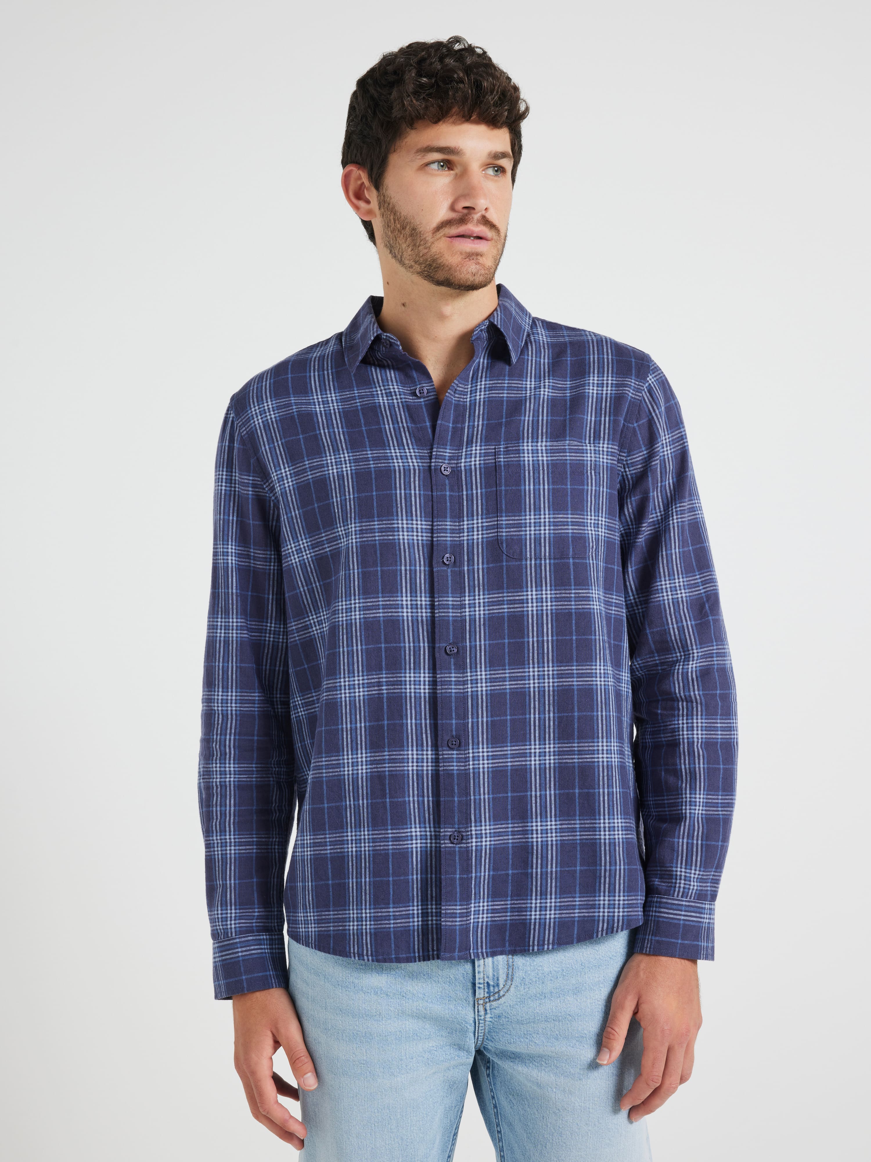 Long Sleeve Linen Blend Shirt