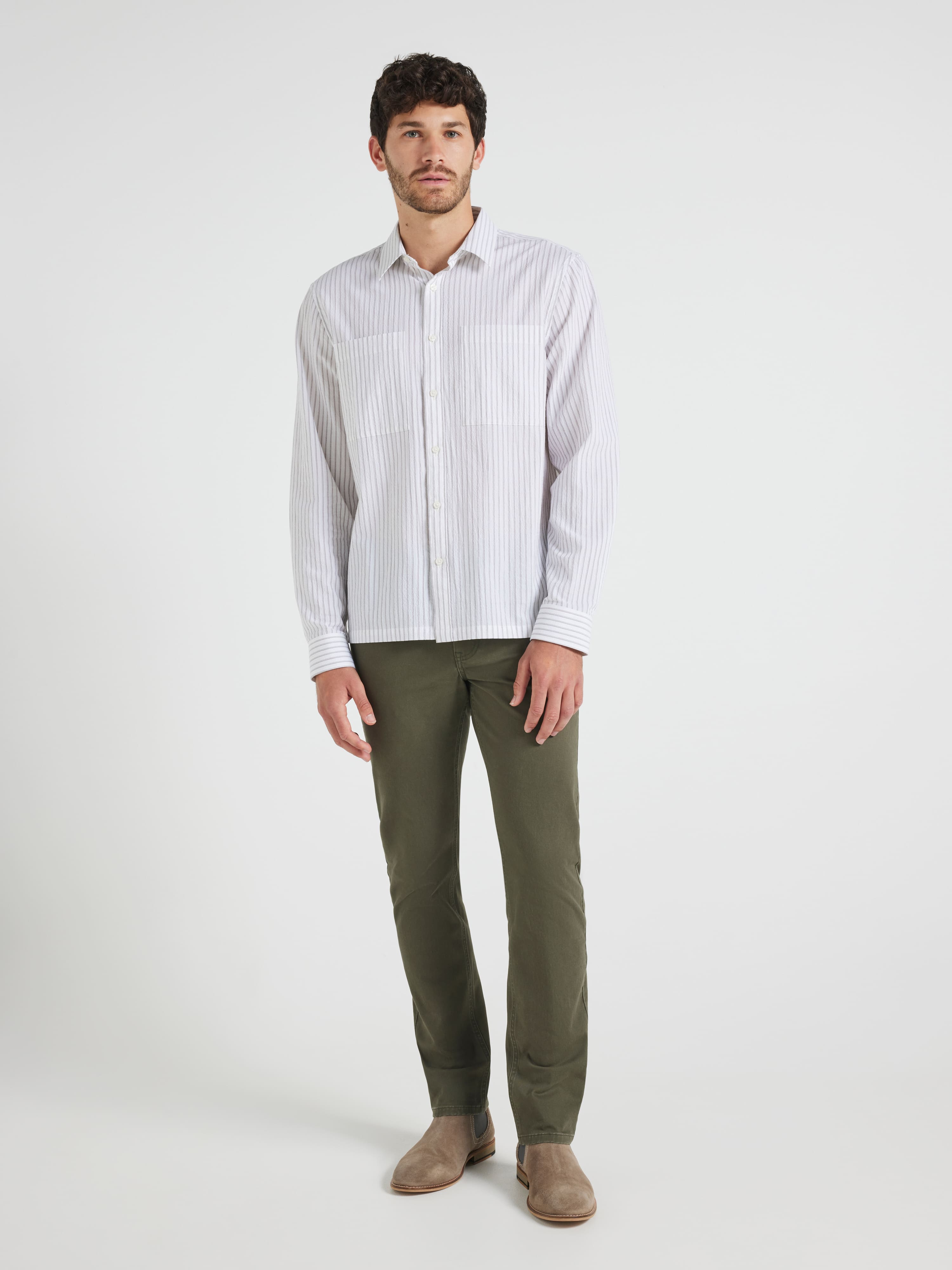 Long Sleeve Crinkle Stripe Shirt