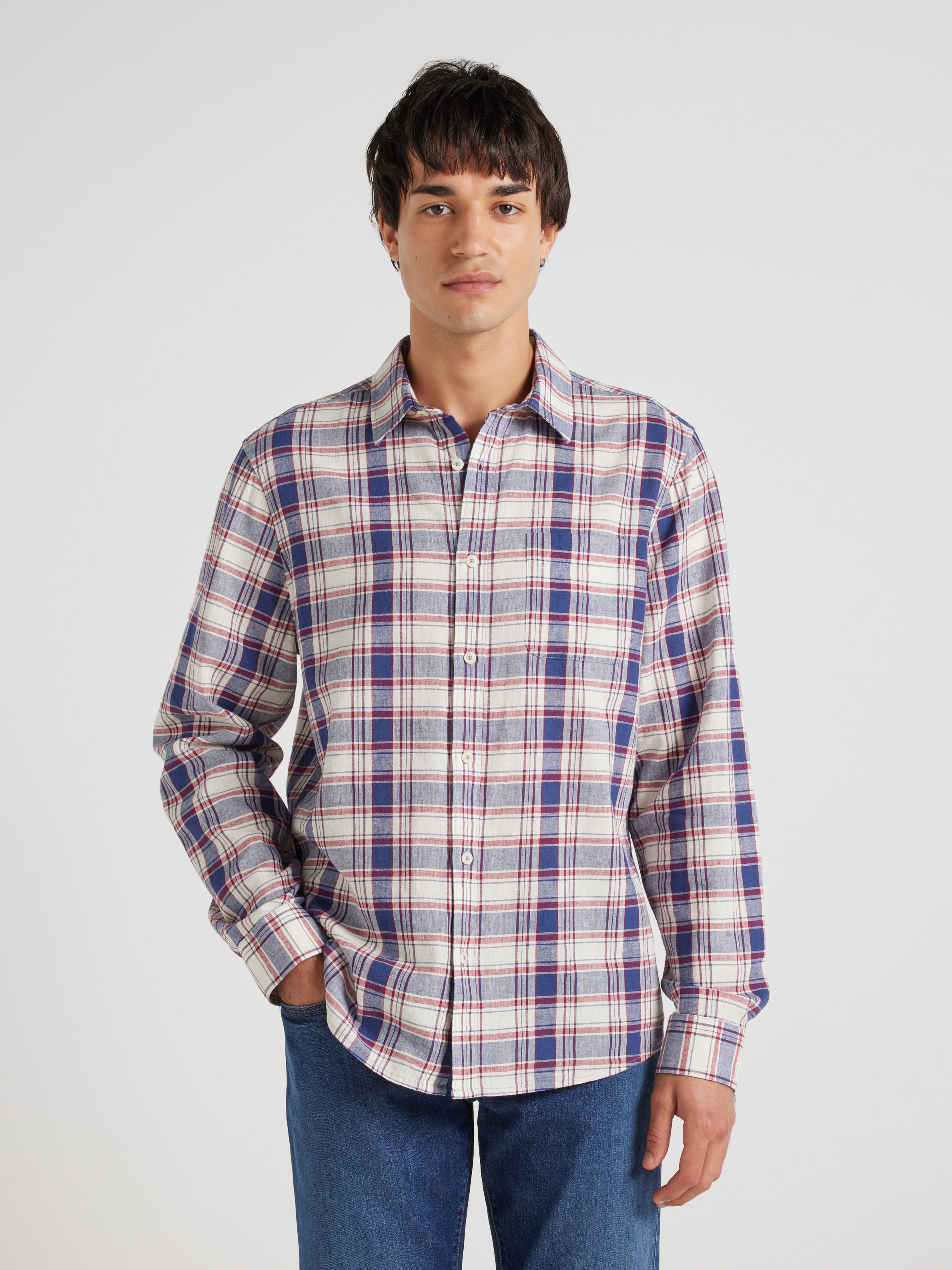 Linen Blend Check Shirt