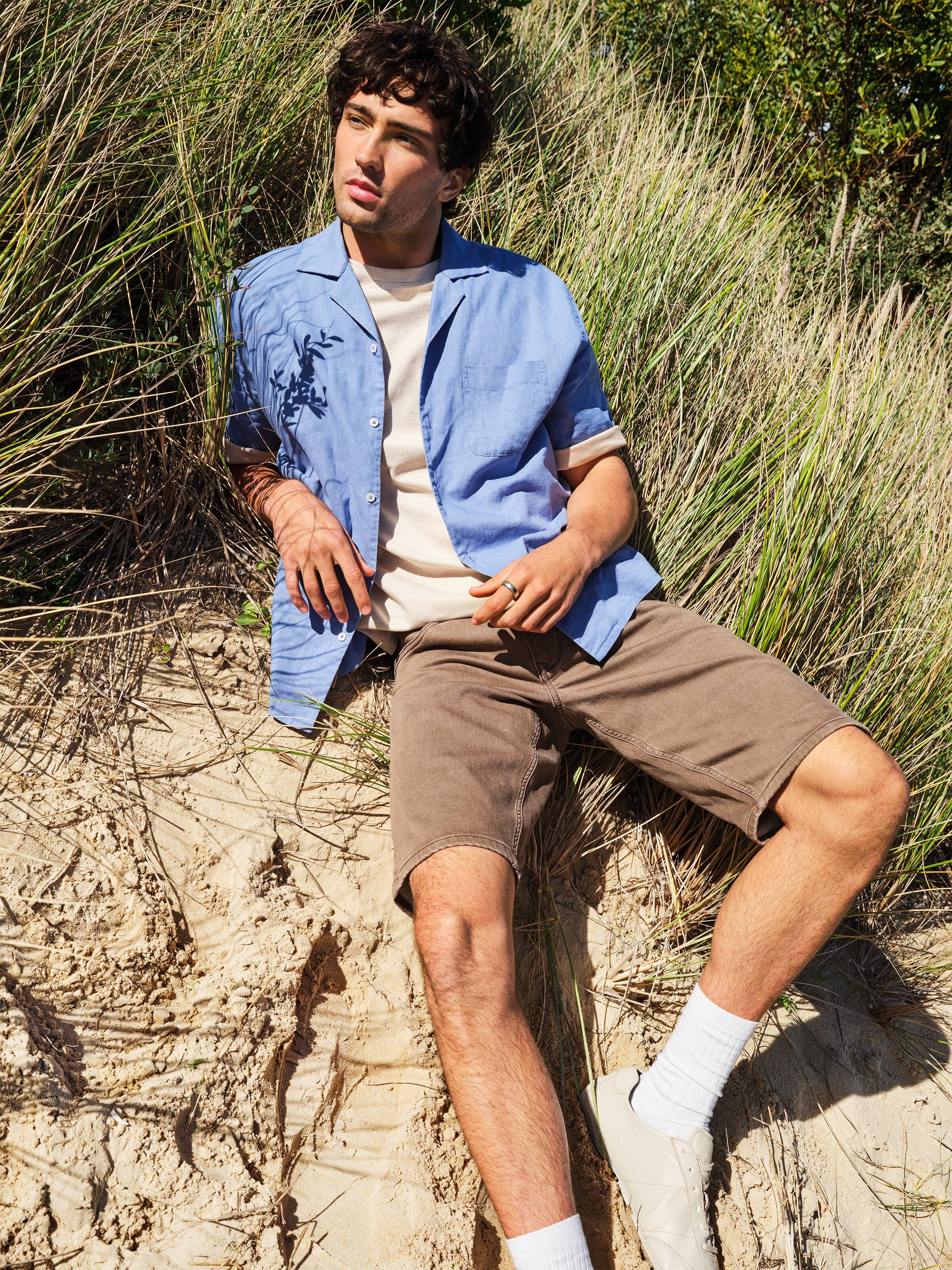 Short Sleeve Linen Blend Shirt